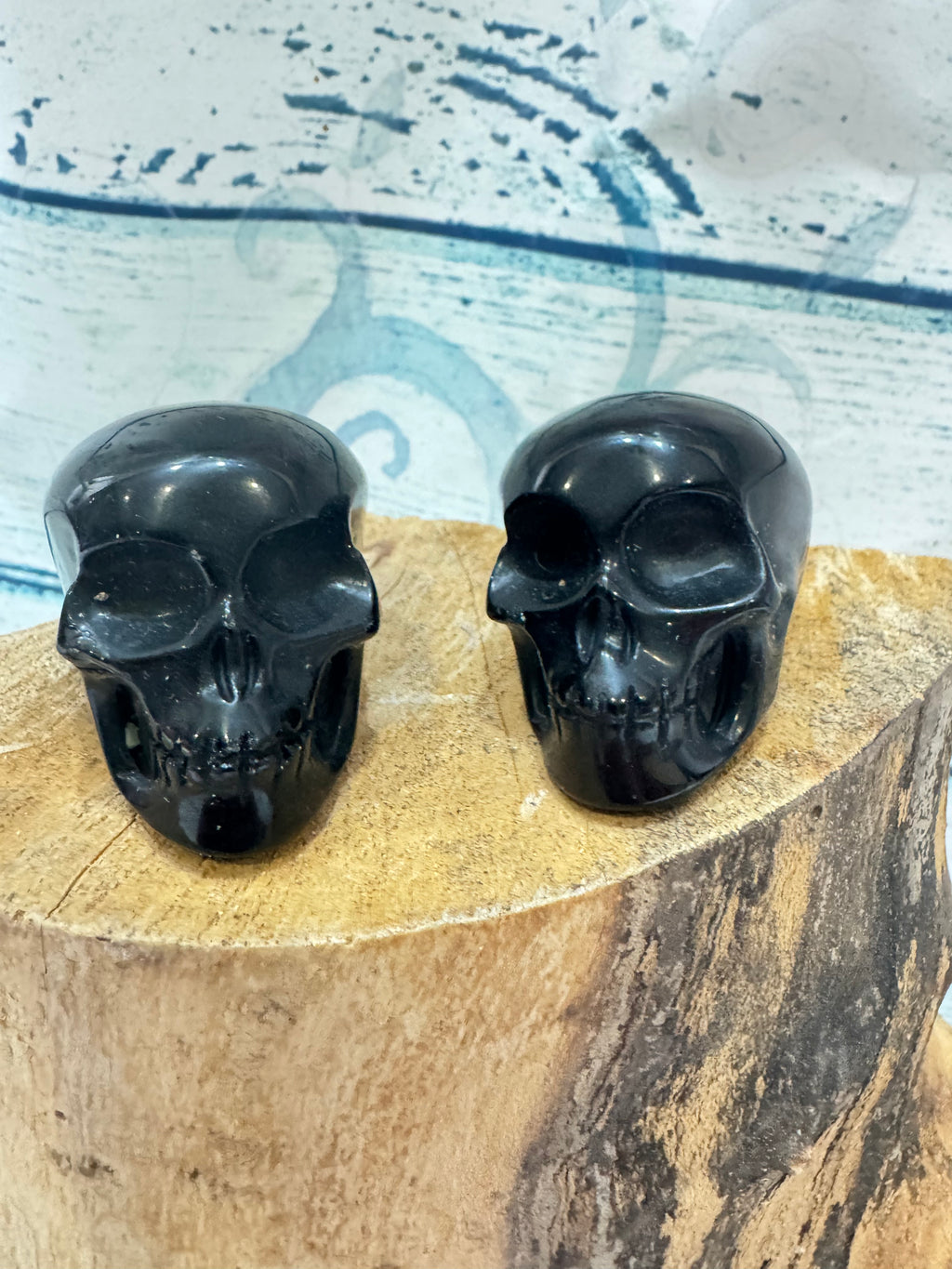 Obsidian carved crystal skull