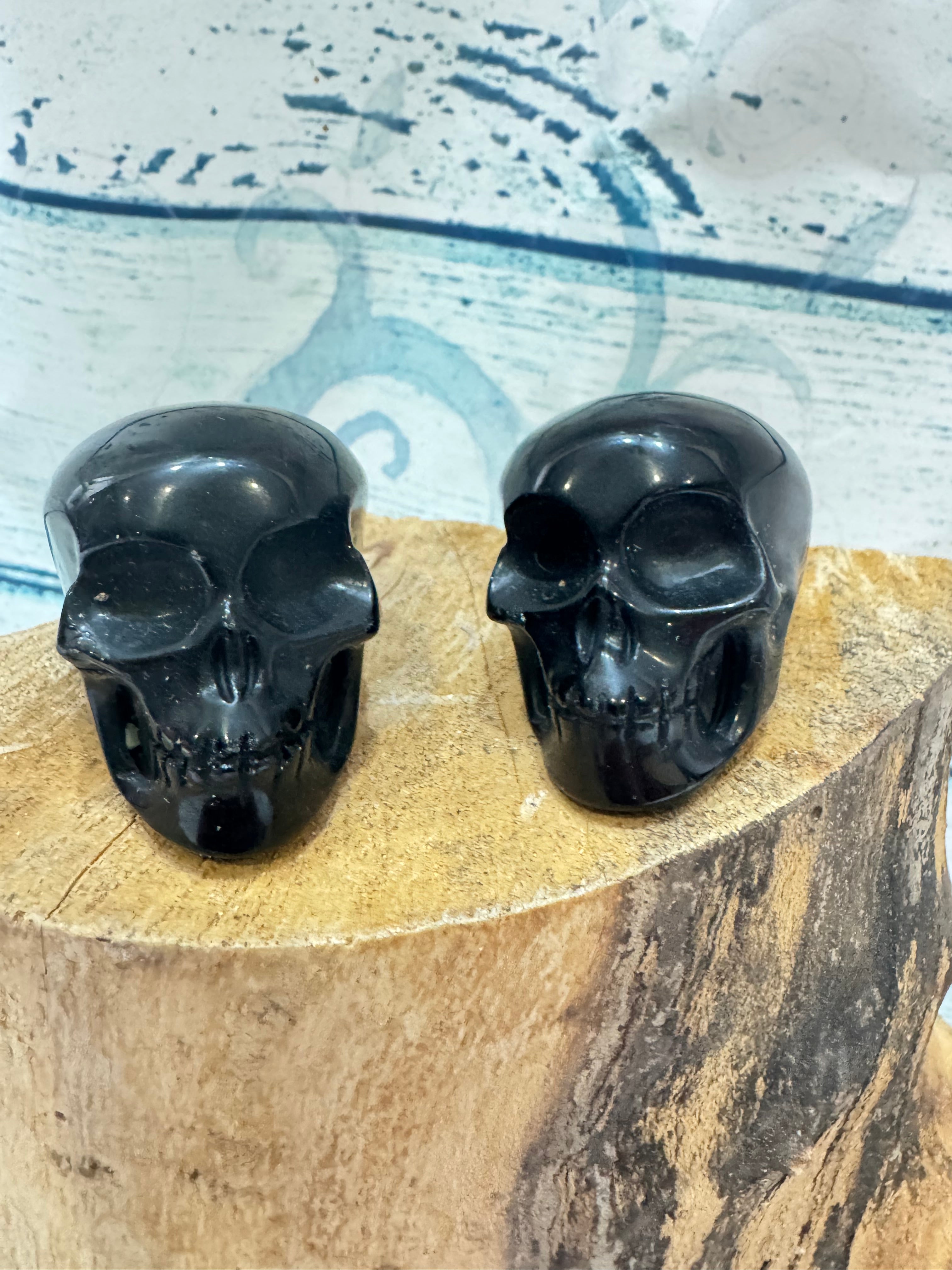 Obsidian carved crystal skull