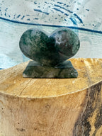 Moss agate standing crystal heart