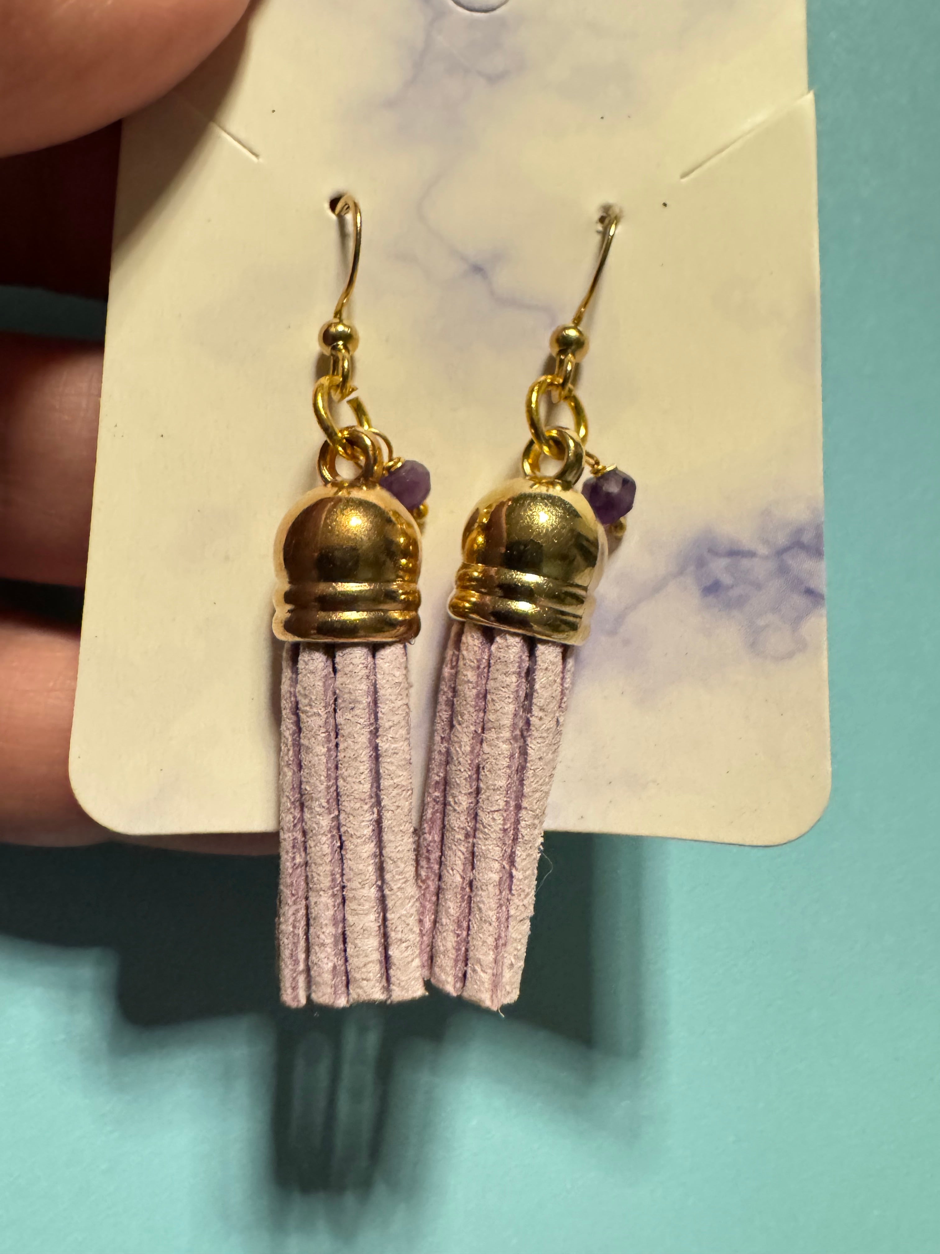 Purple amethyst tassel earrings