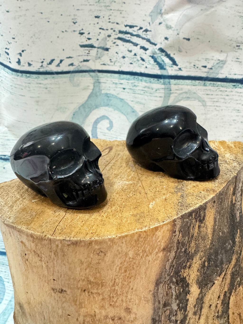 Obsidian carved crystal skull