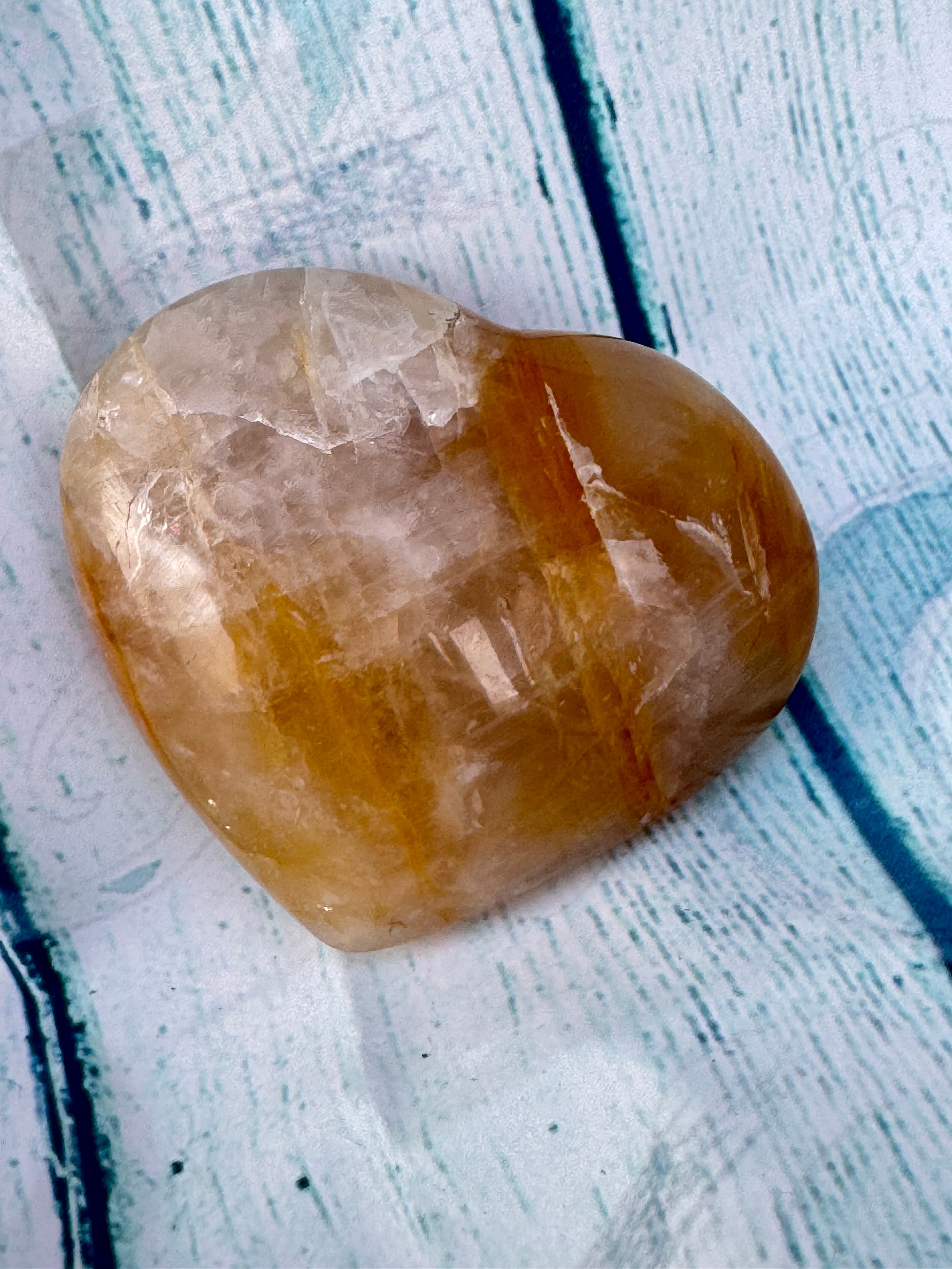 Golden healer quartz heart