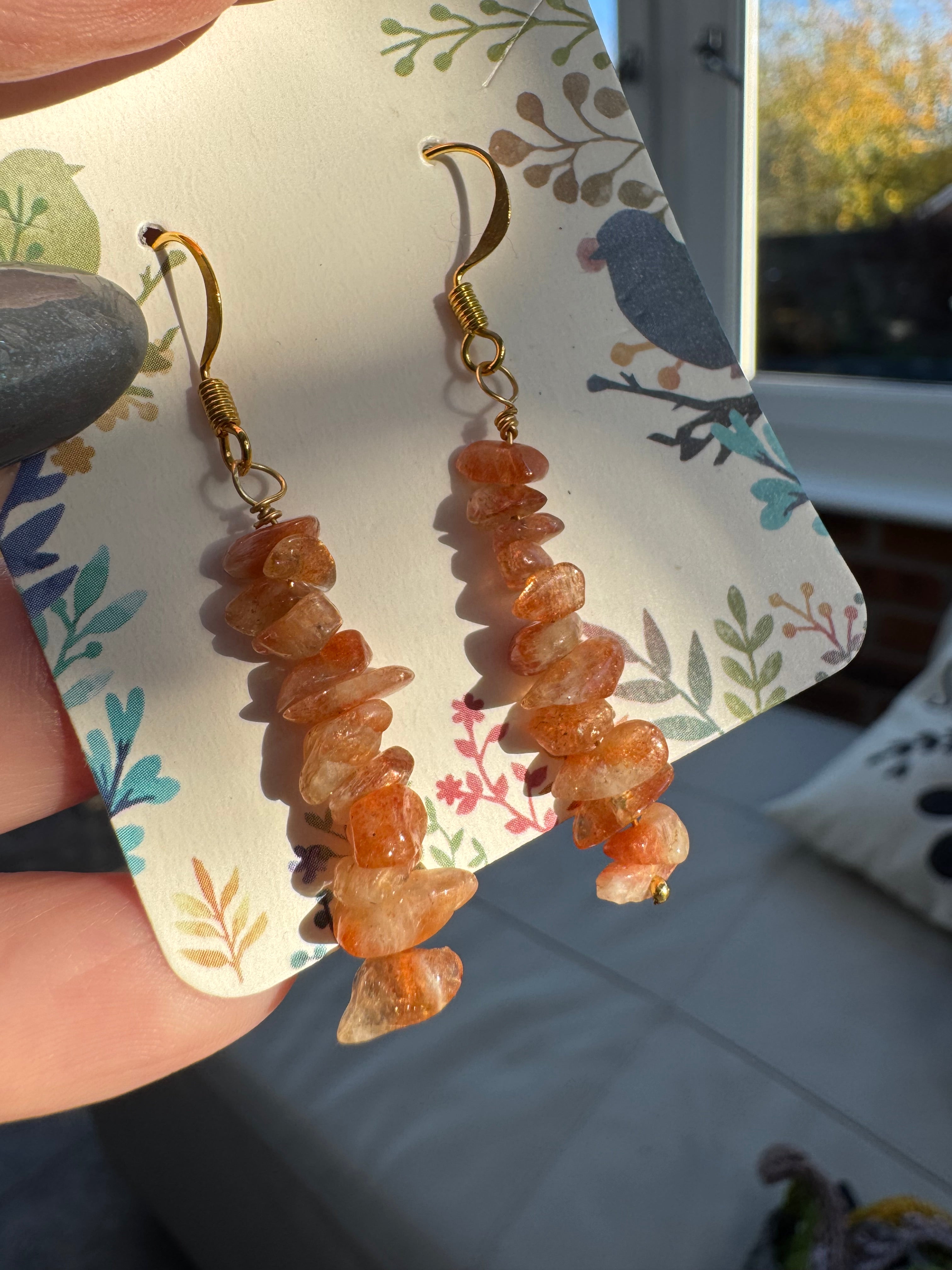 Sunstone chip earrings
