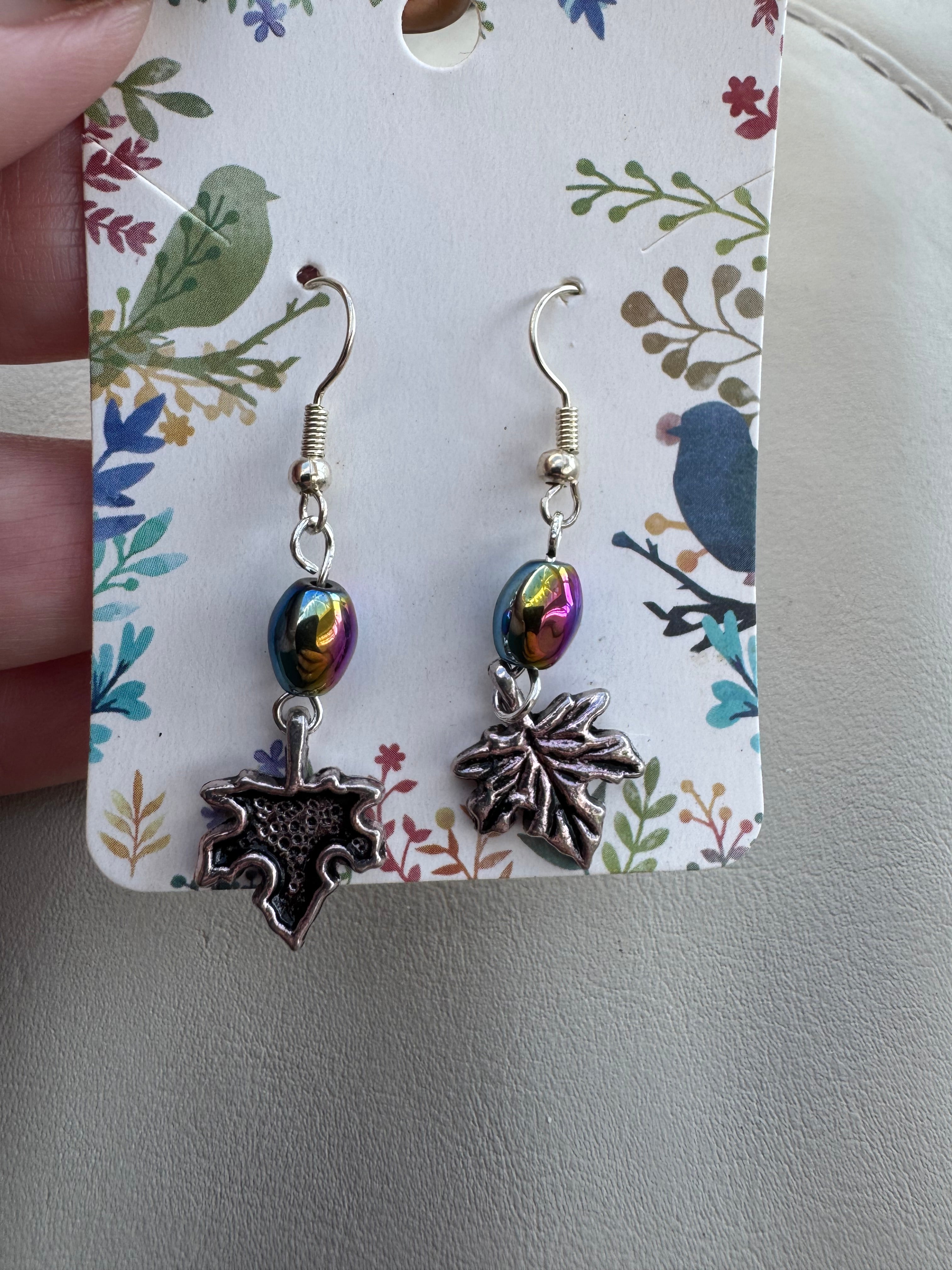Autumn leaf drop earrings