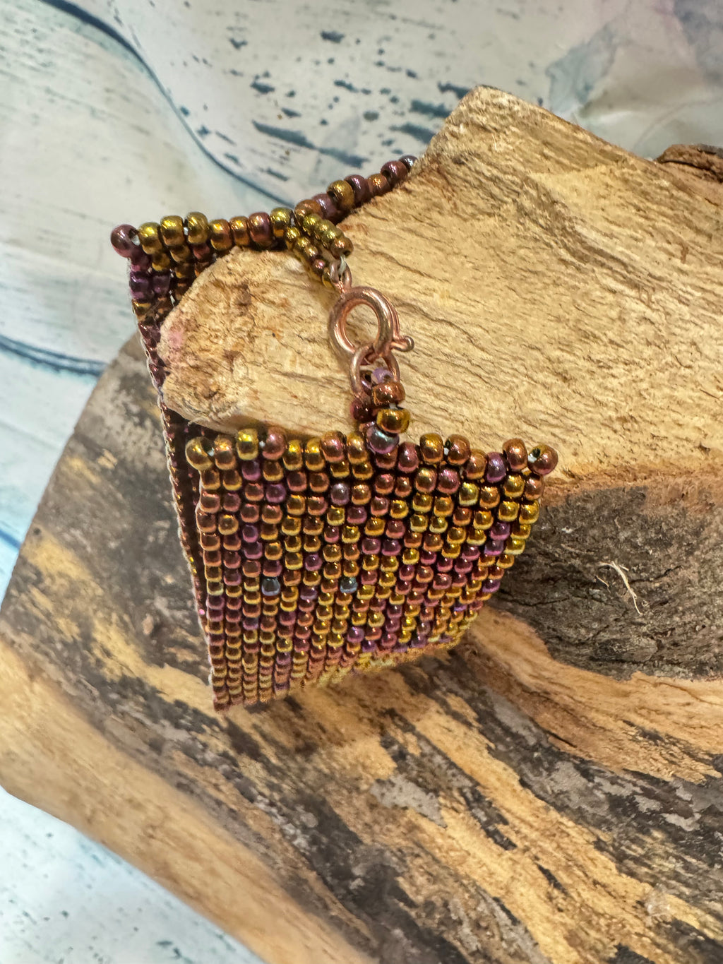 Beaded golden cuff