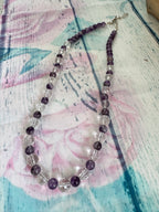 Quartz and amethyst beaded necklace
