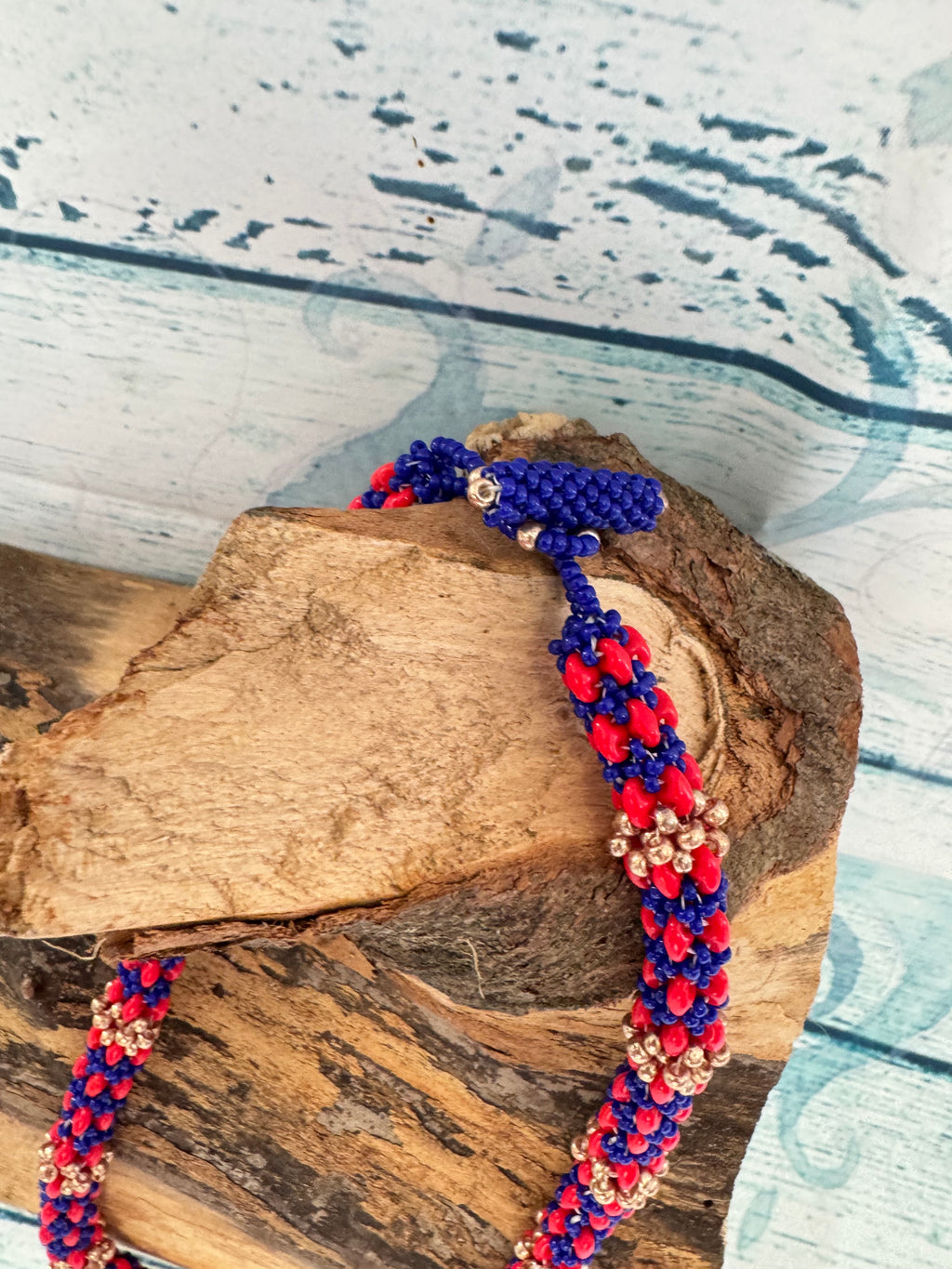 Royal red and blue rope necklace