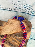 Royal red and blue rope necklace