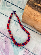 Royal red and blue rope necklace