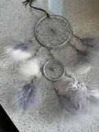Silver and grey feather dreamcatcher