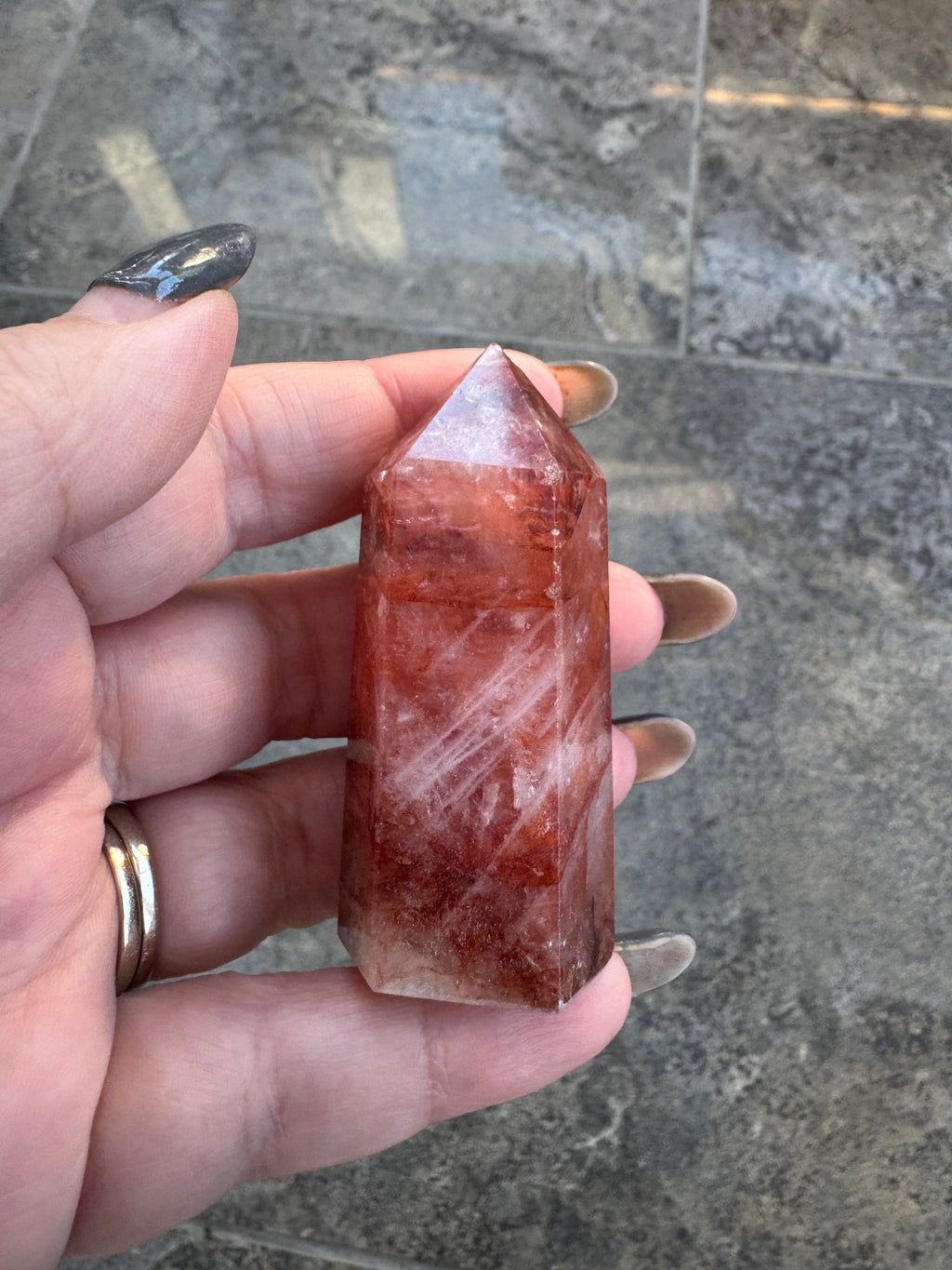 Fire quartz crystal tower