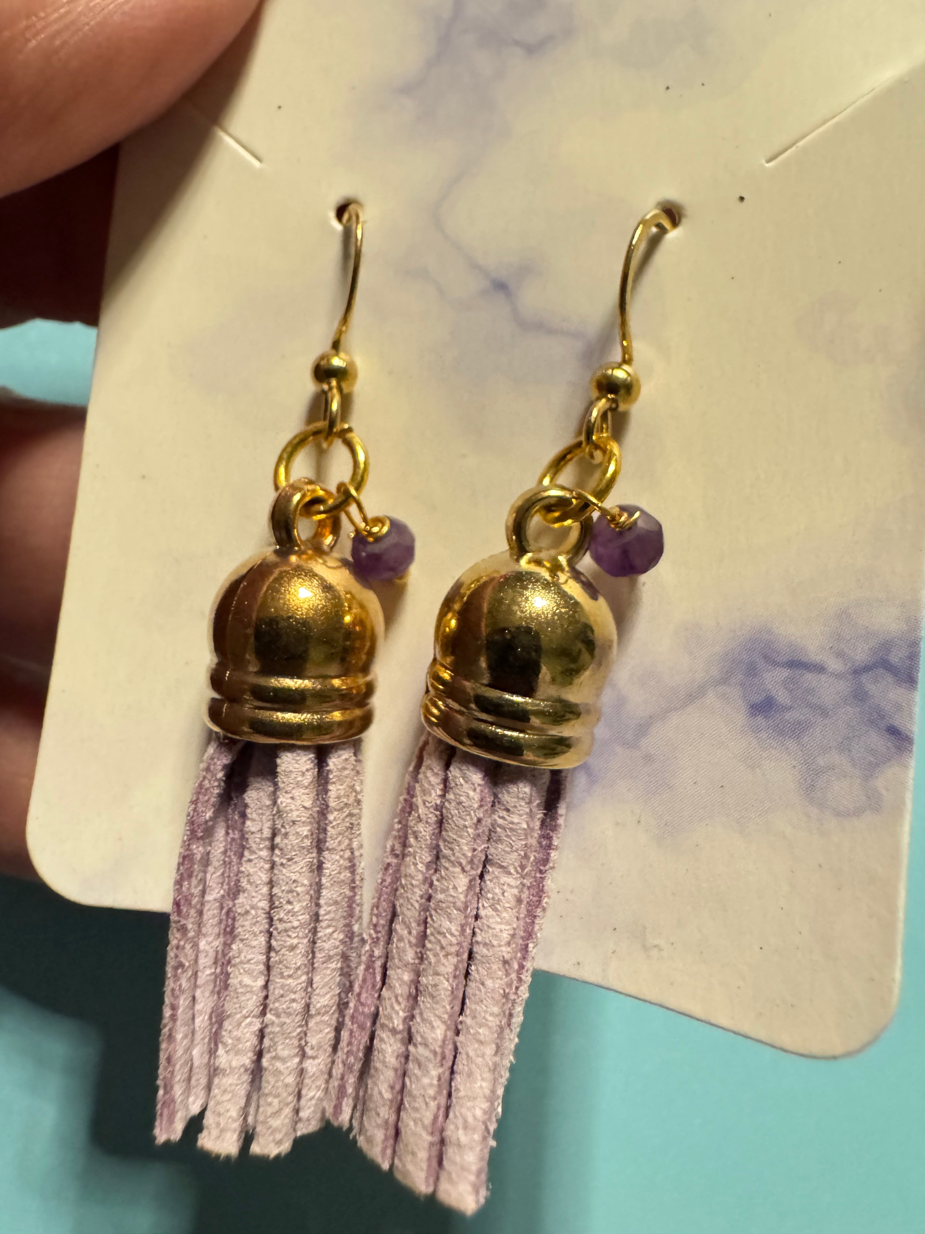Purple amethyst tassel earrings