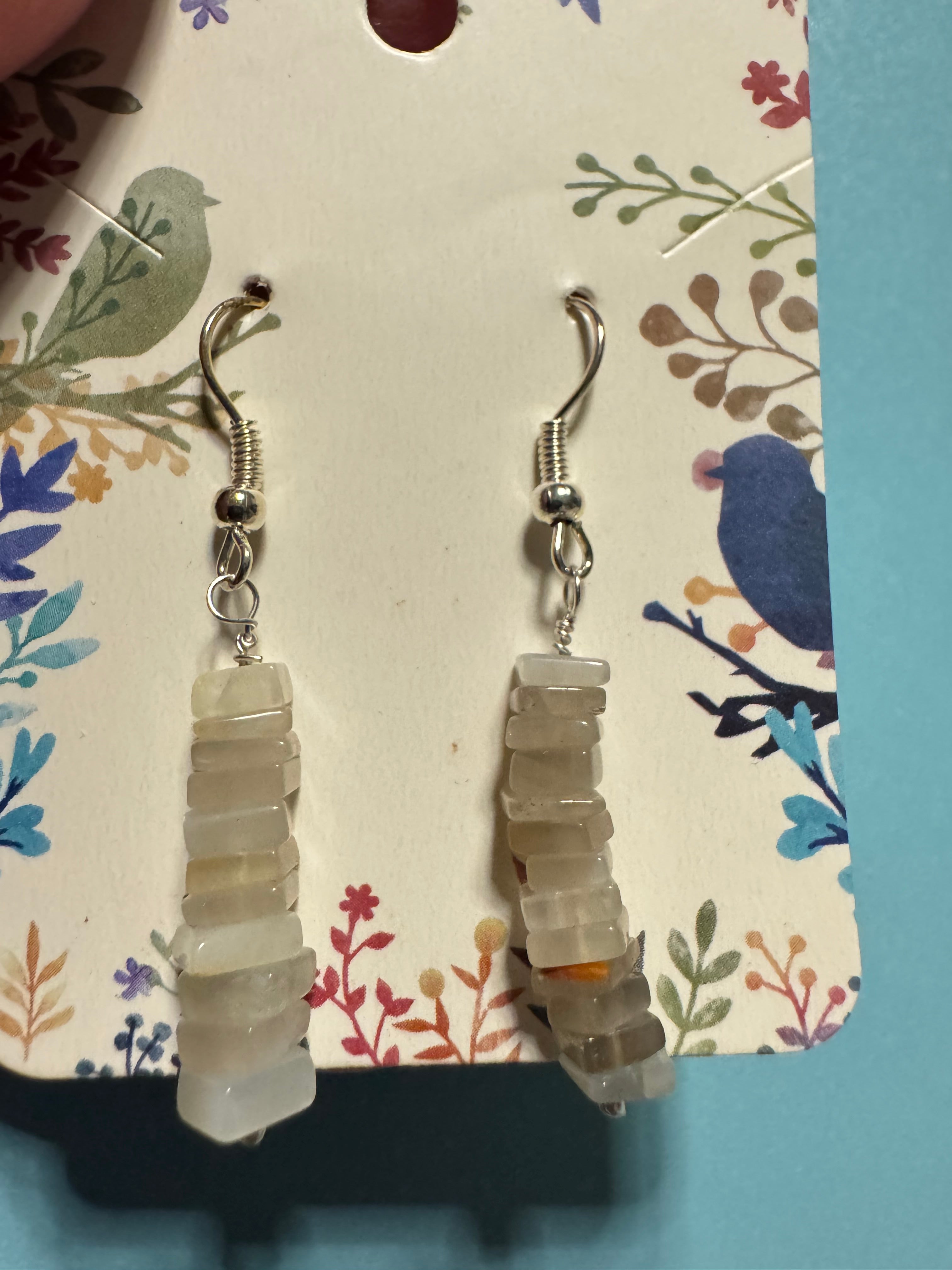 Grey moonstone drop earrings
