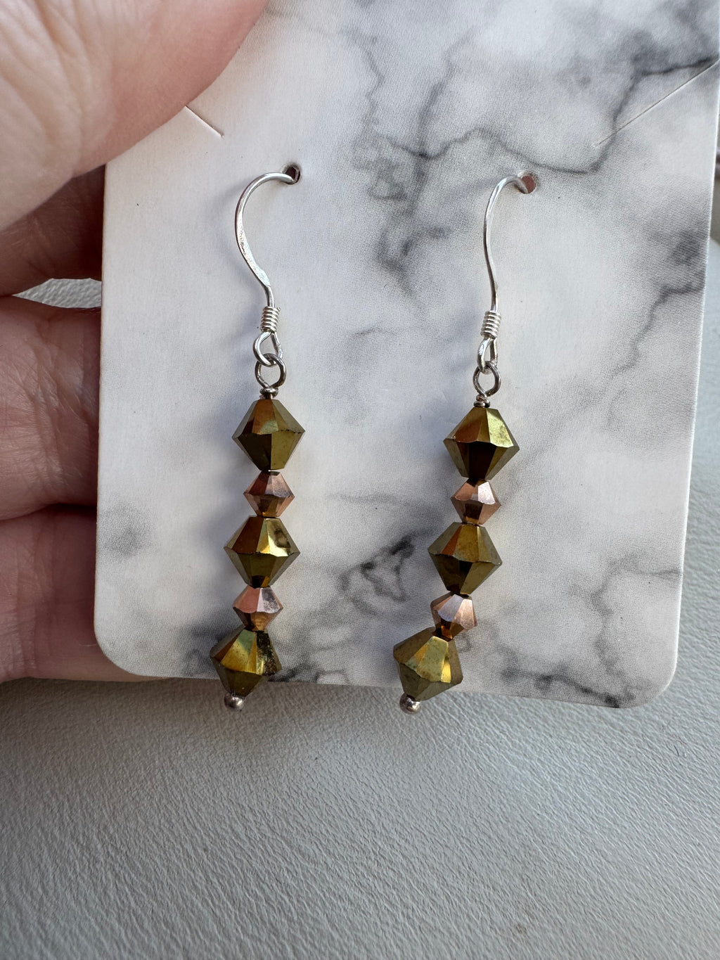 925 sterling silver Swarovski bronze earrings