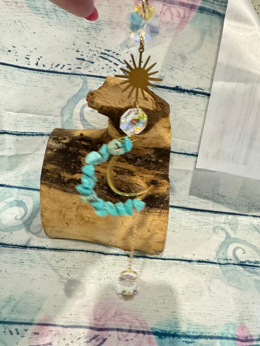 Turquoise sun and moon - sun catcher