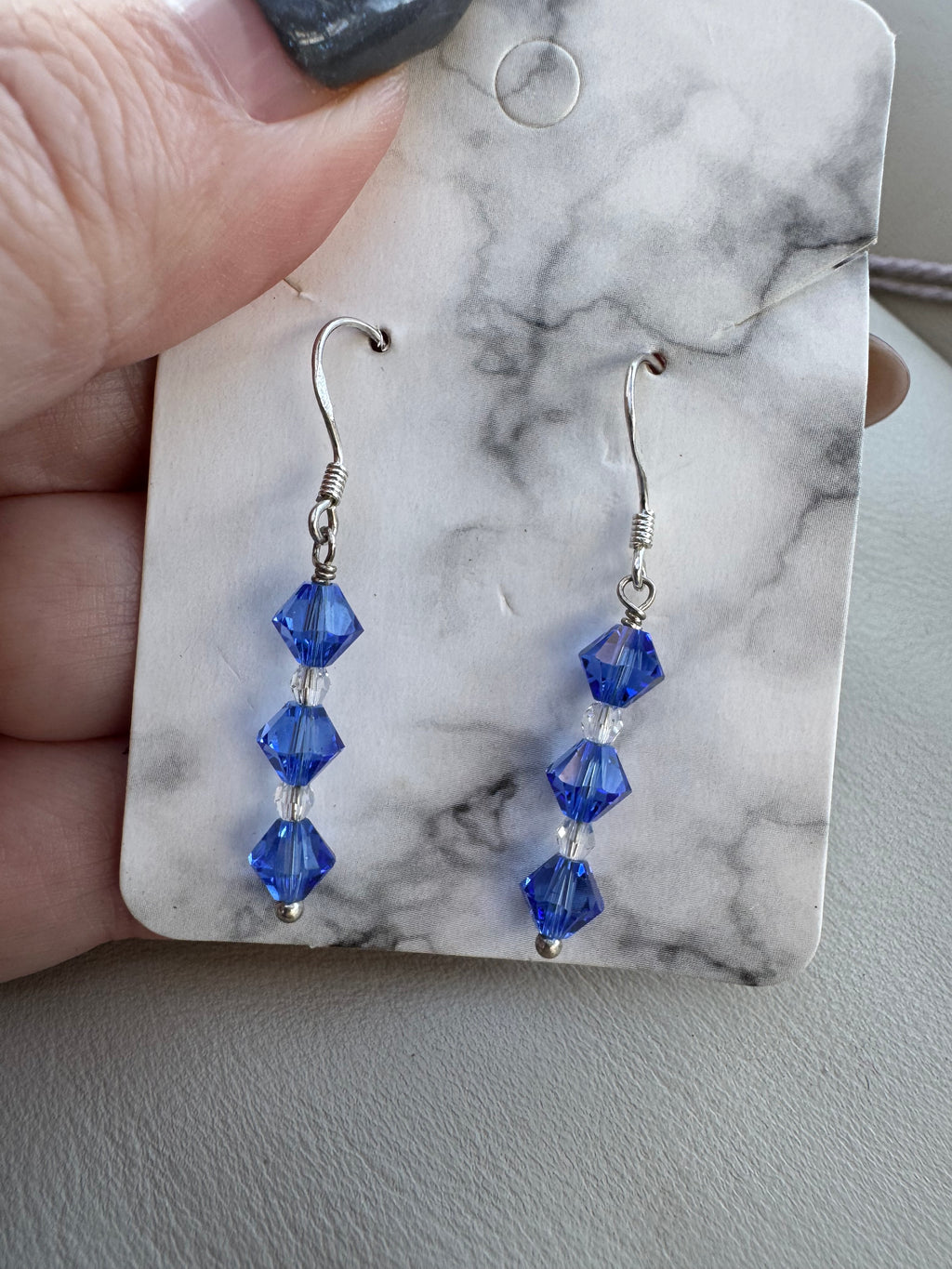 925 Sterling silver blue Swarovski earrings