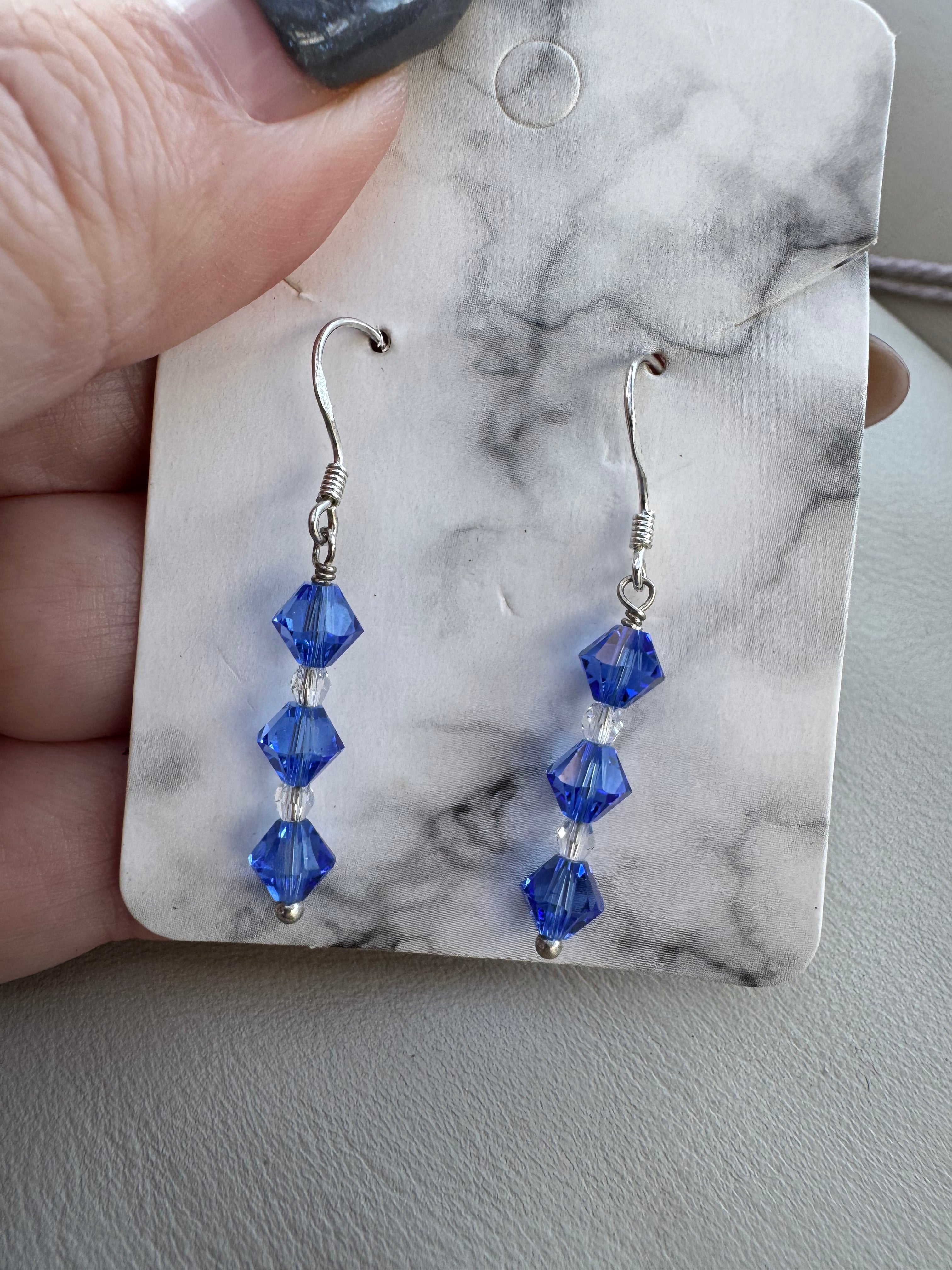 925 Sterling silver blue Swarovski earrings