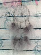 Silver and grey feather dreamcatcher