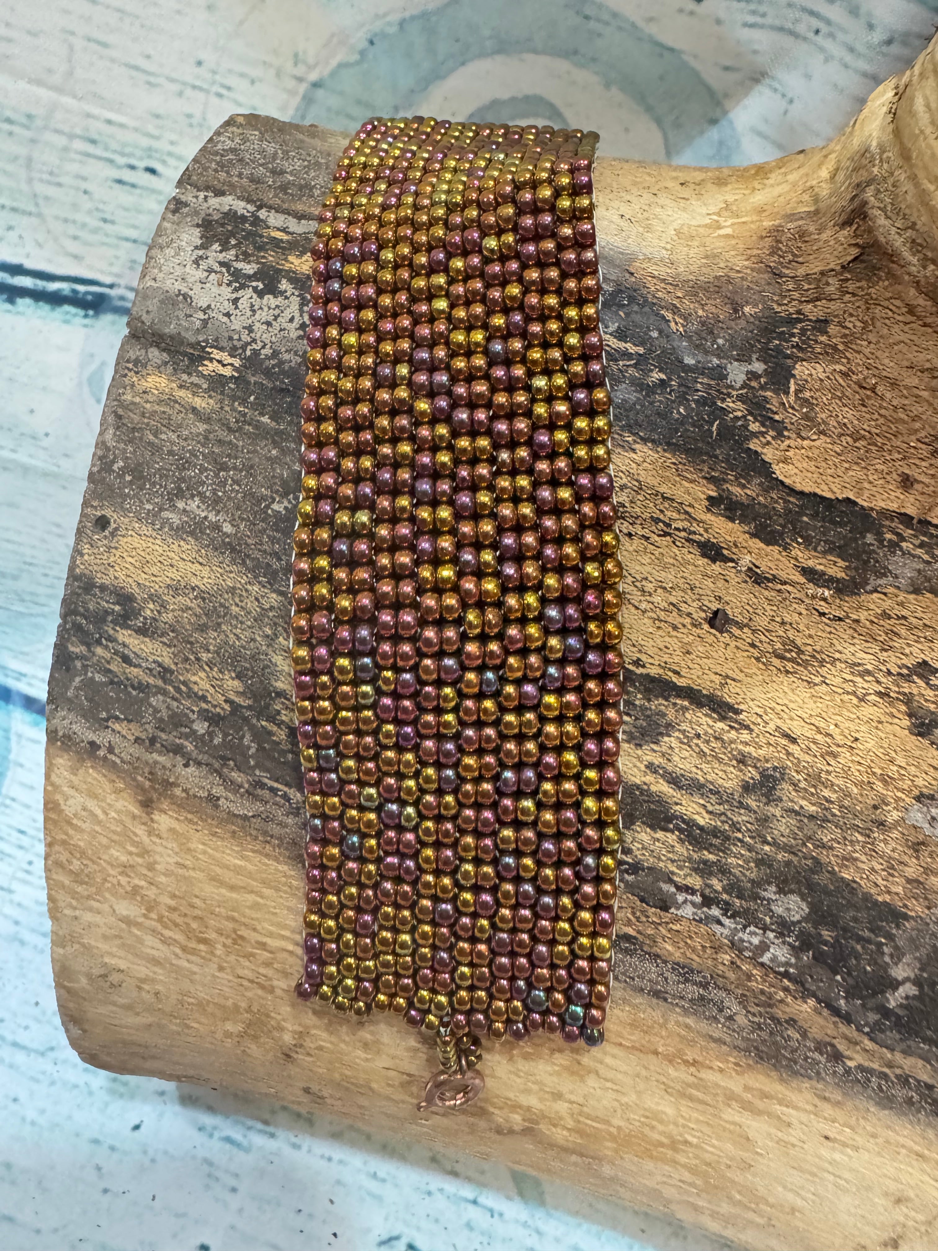Beaded golden cuff