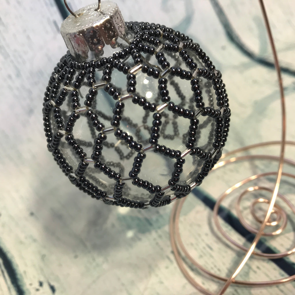 Black Beaded glass ornament