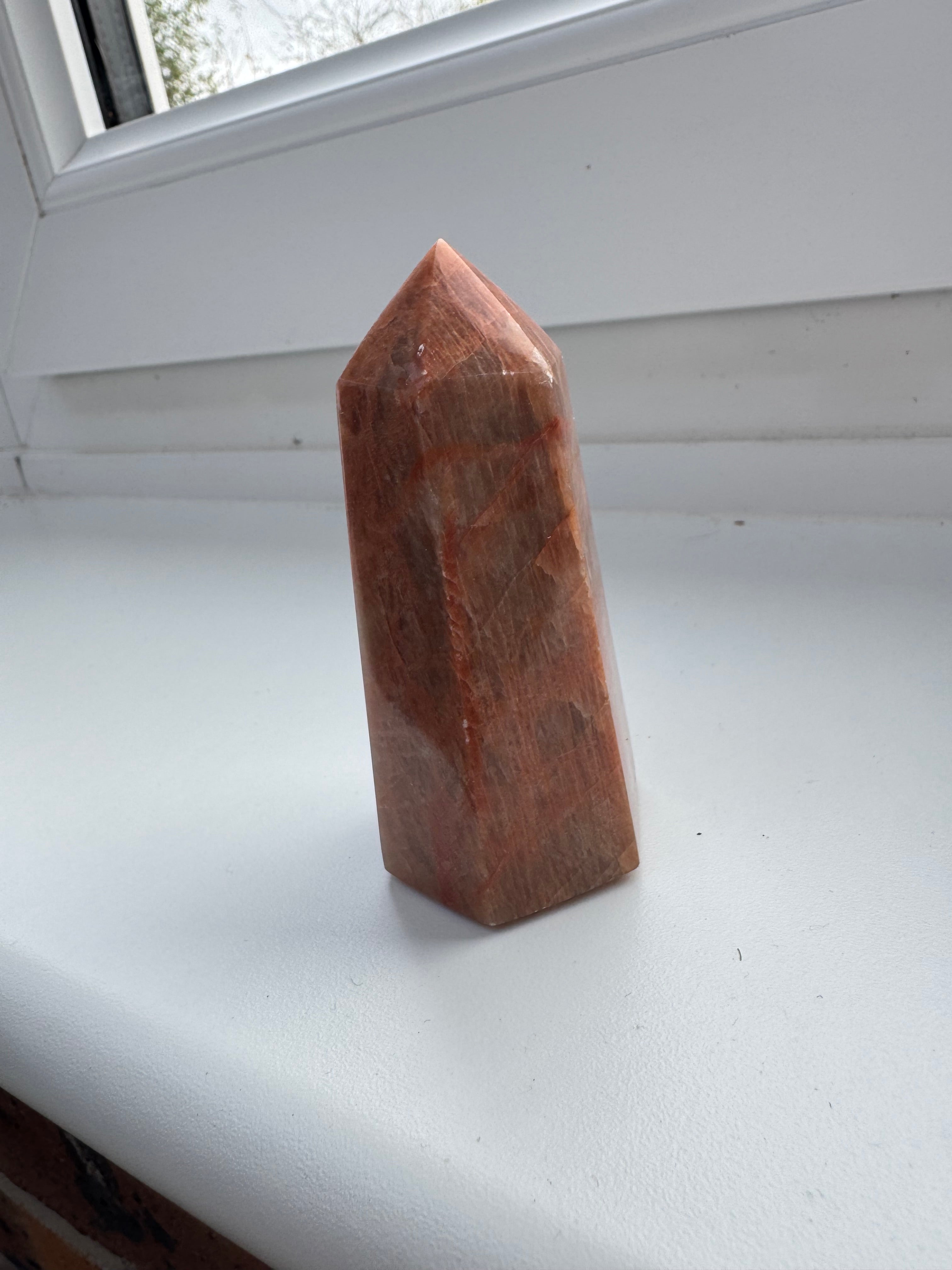 Peach moonstone crystal tower