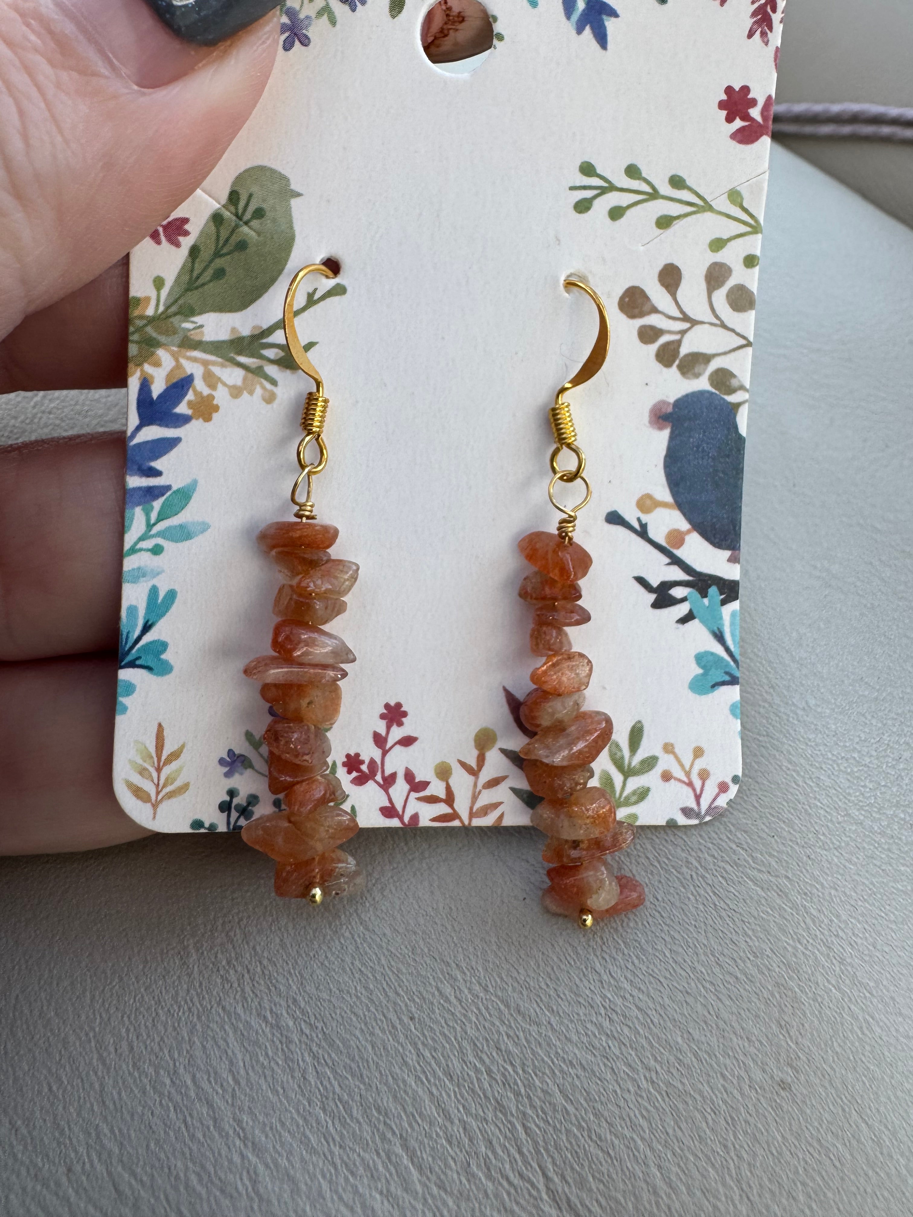 Sunstone chip earrings