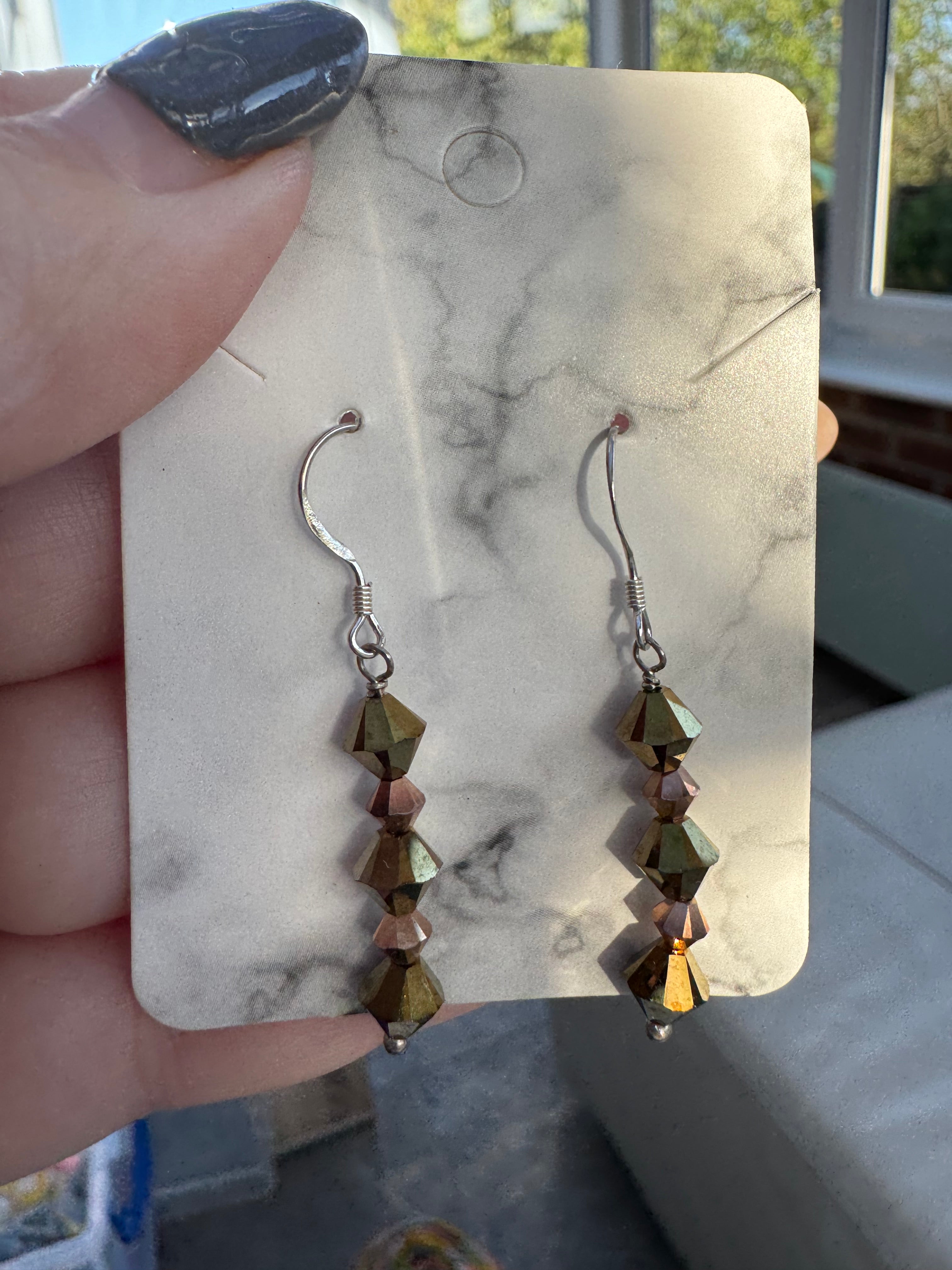 925 sterling silver Swarovski bronze earrings