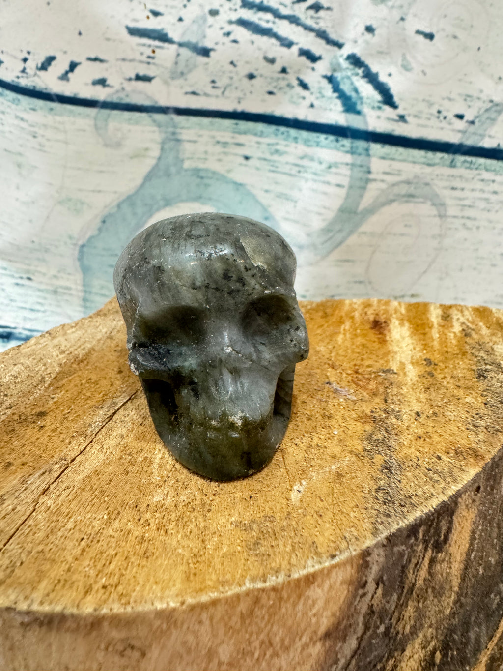 Labradorite carved crystal skull