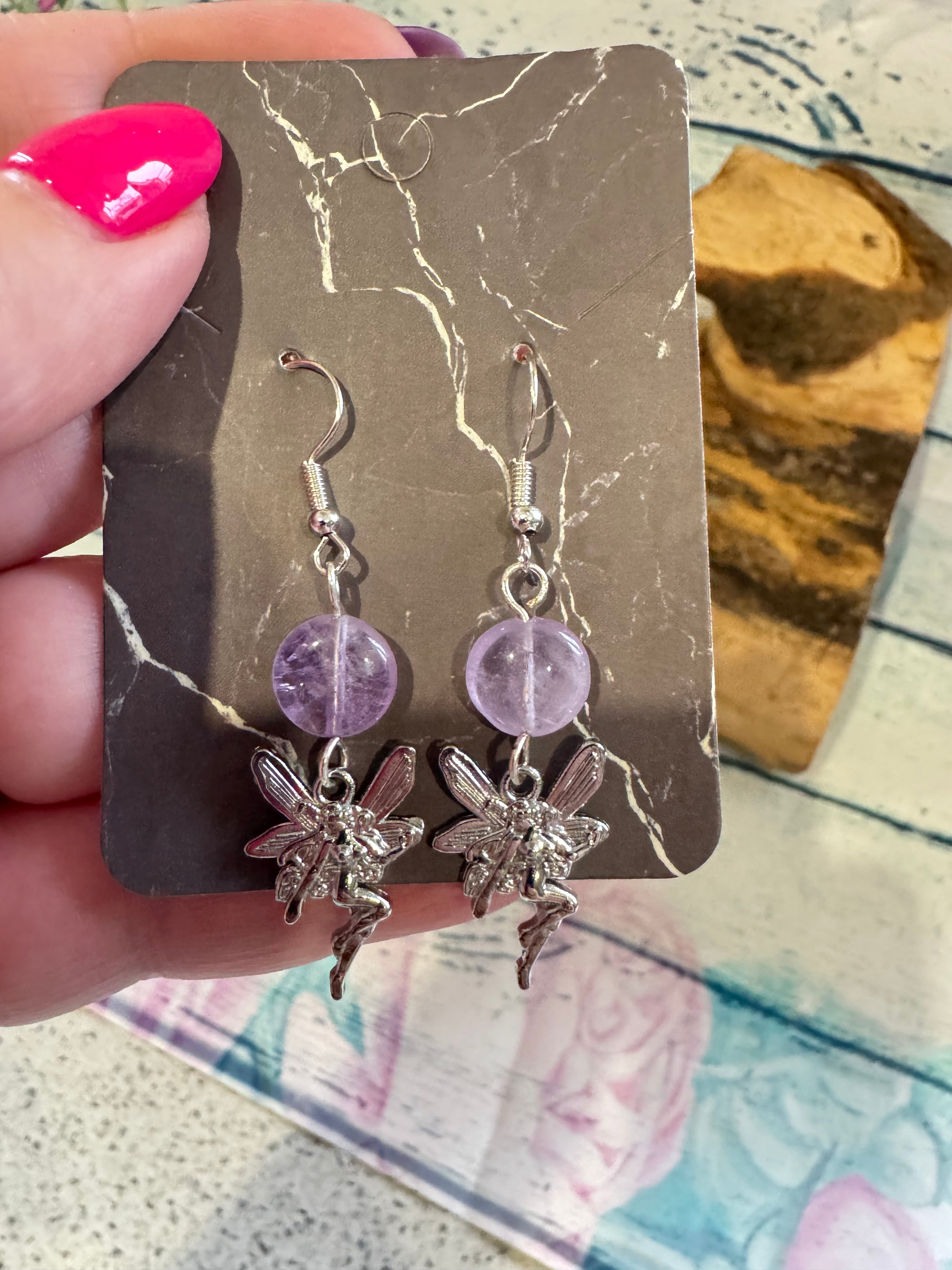 Amethyst fairy earrings