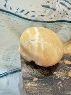 Yellow calcite crystal skull