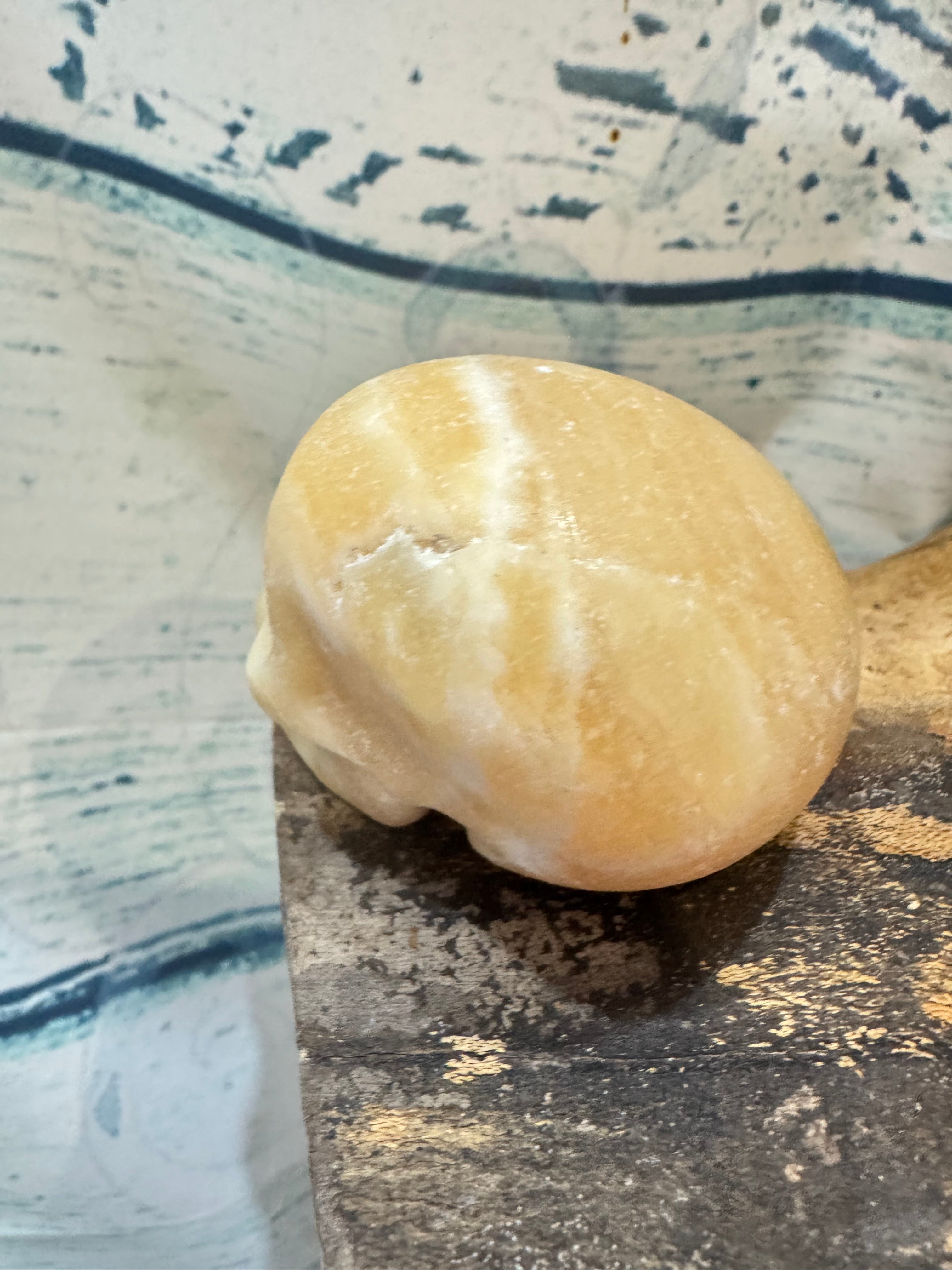 Yellow calcite crystal skull