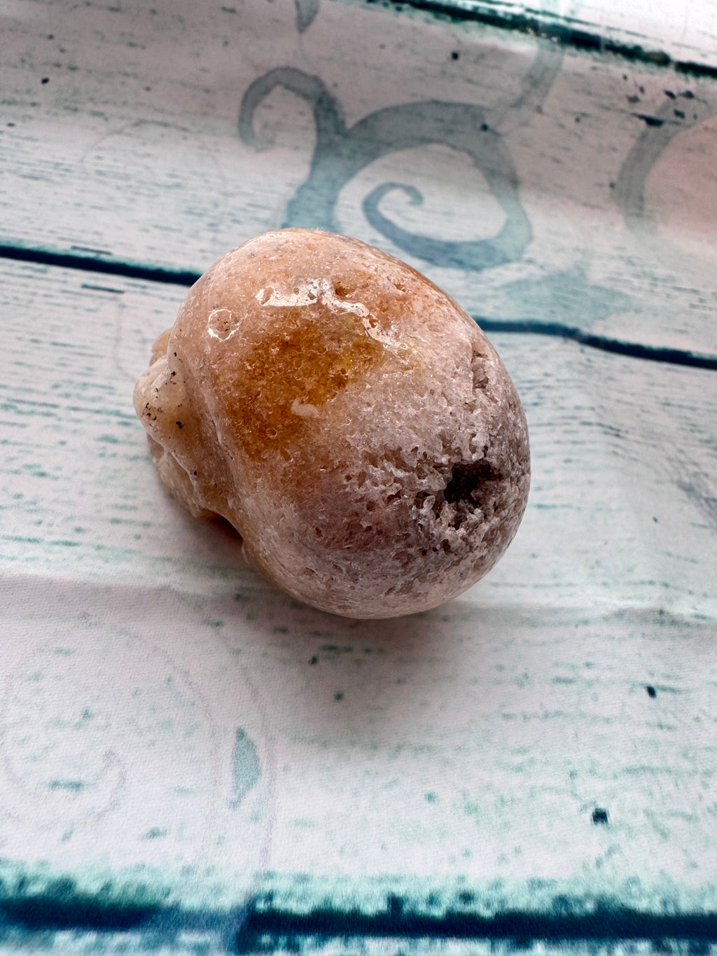 Carved calcite crystal skull