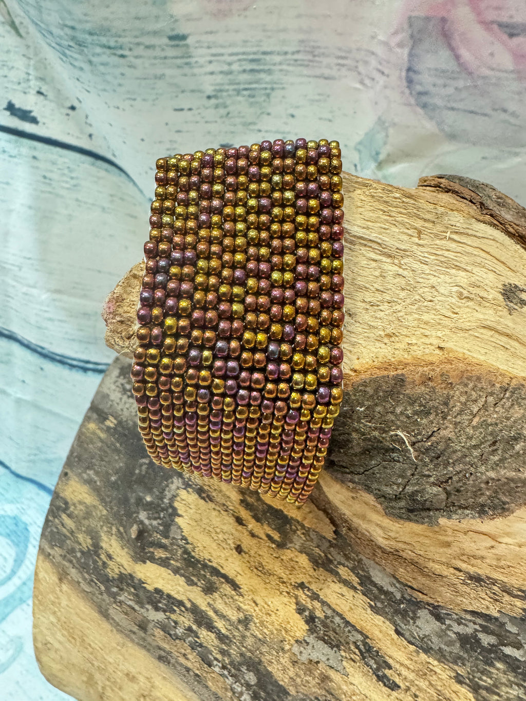Beaded golden cuff
