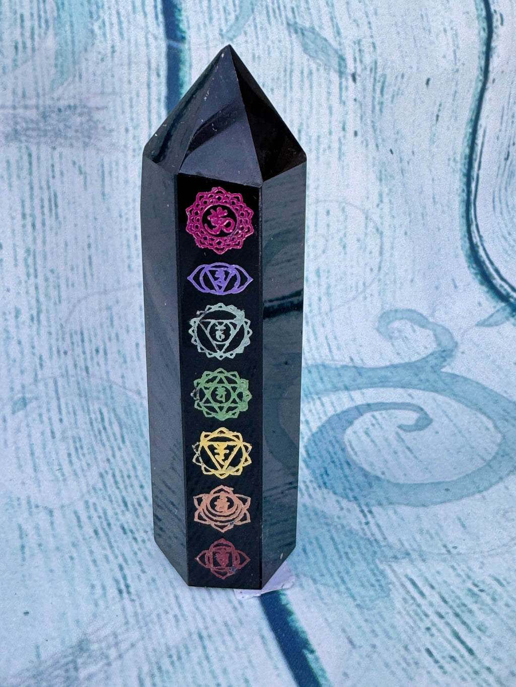 Black obsidian chakra tower