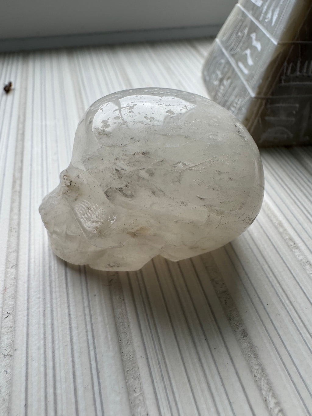 Quartz carved crystal skull