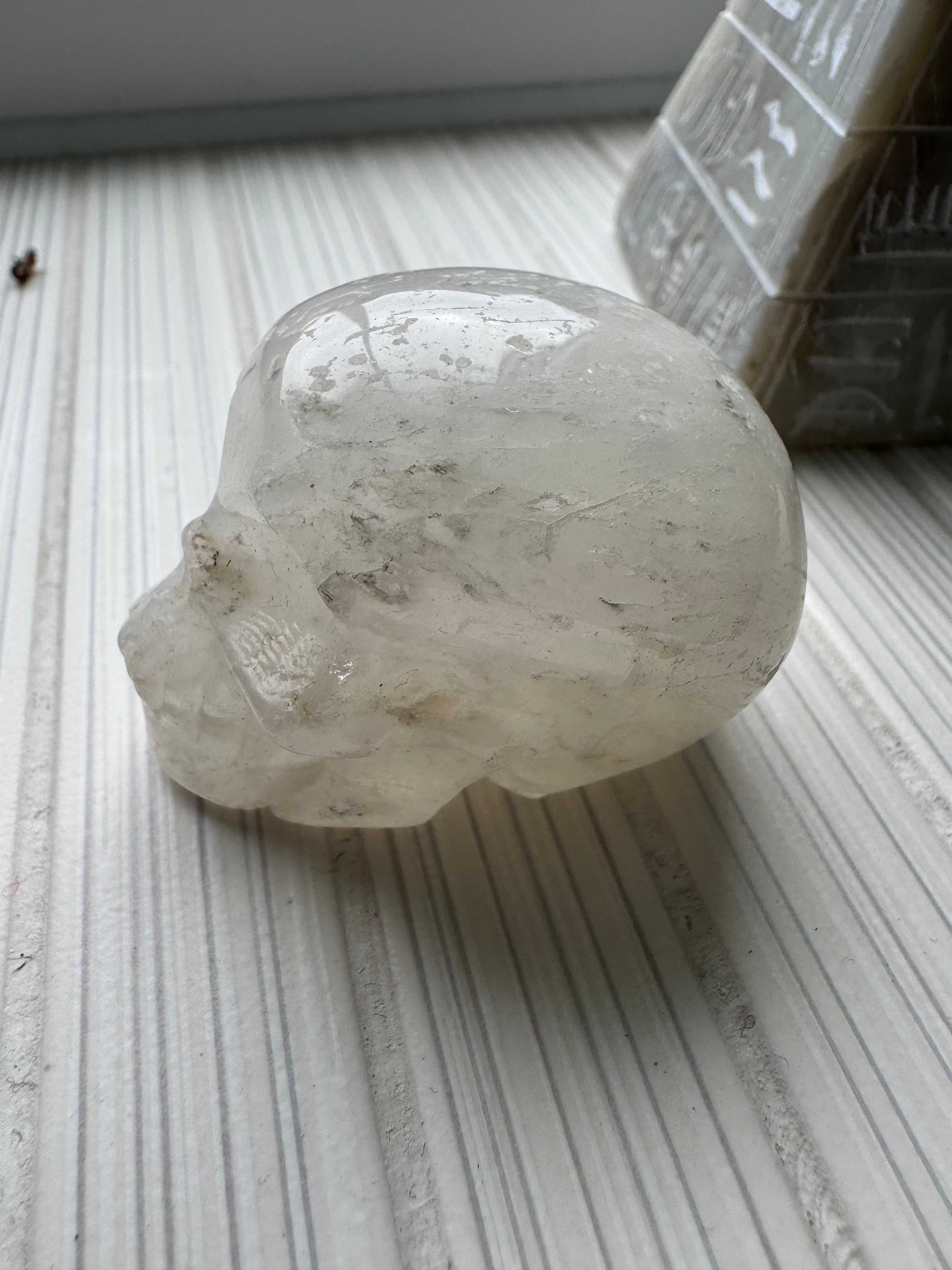Quartz carved crystal skull