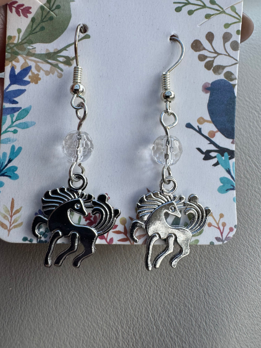 Pegasus earrings with clear quartz