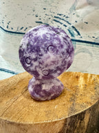 Lepidolite Carved Owl Under a Toadstool