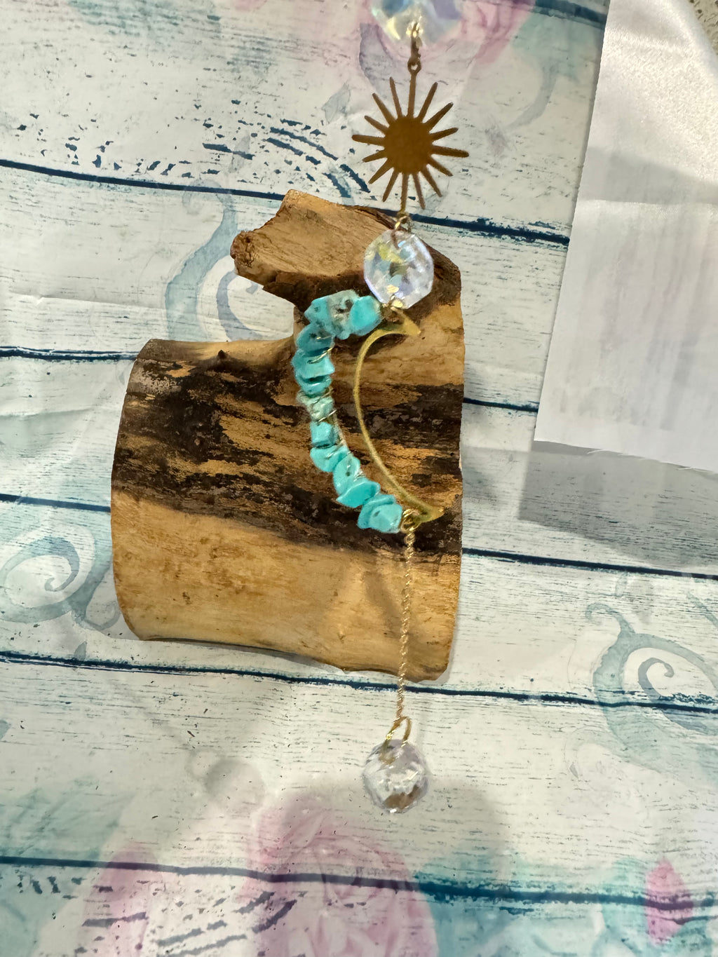 Turquoise sun and moon - sun catcher