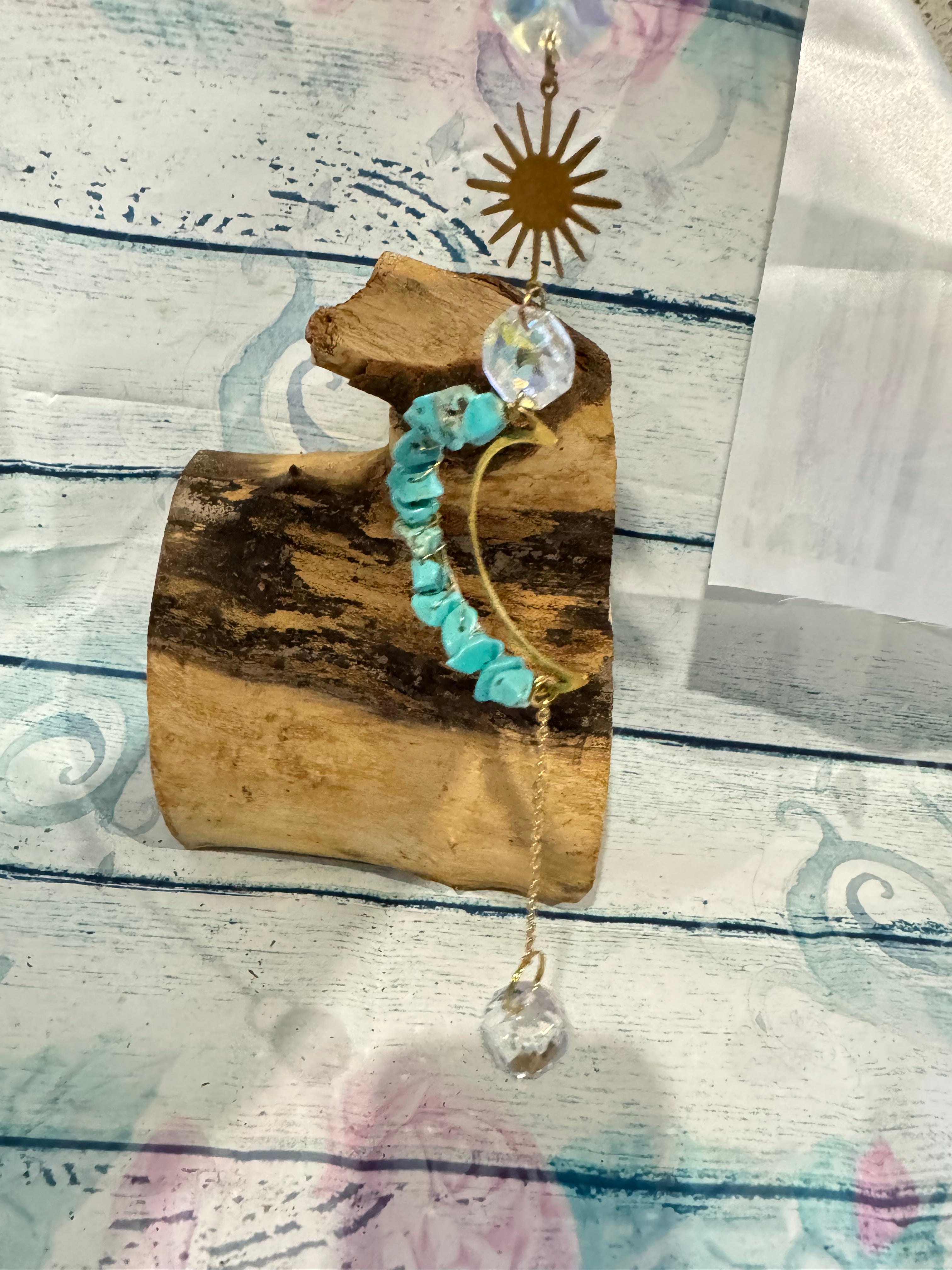 Turquoise sun and moon - sun catcher