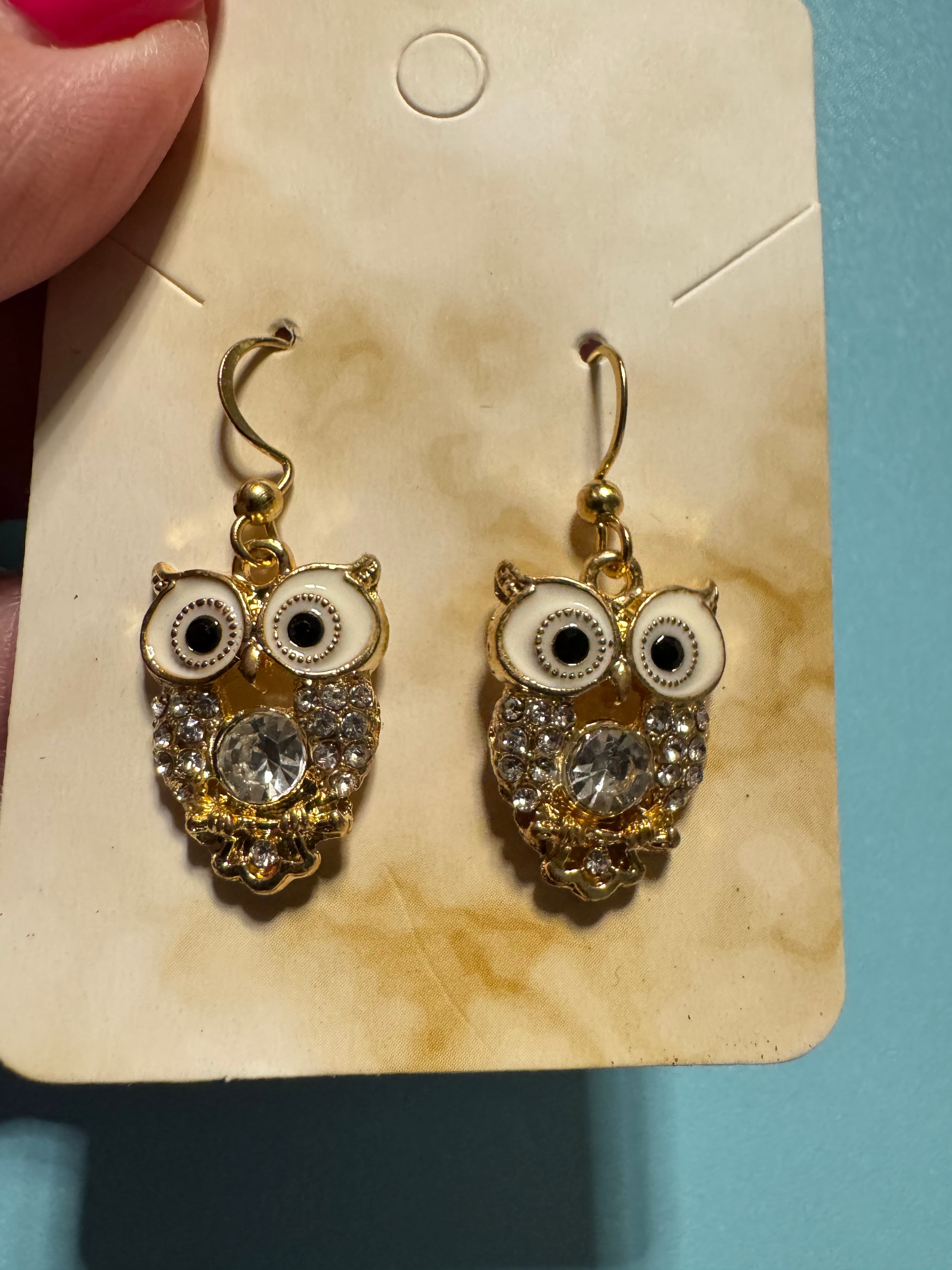 Crystal owl earrings