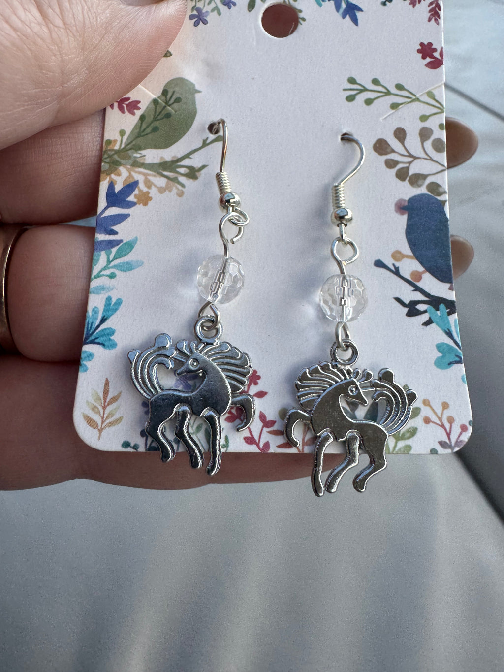 Pegasus earrings with clear quartz