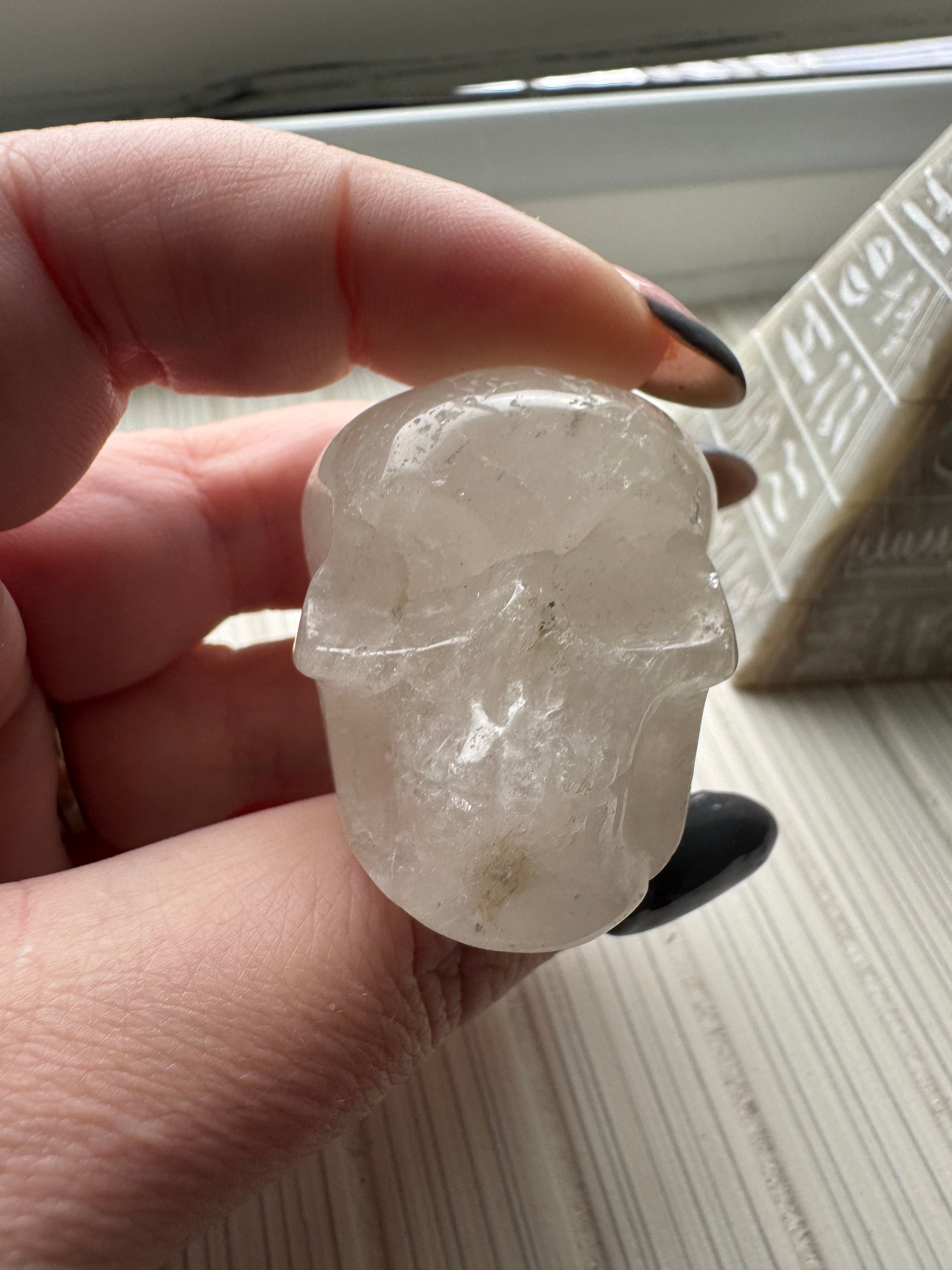 Quartz carved crystal skull