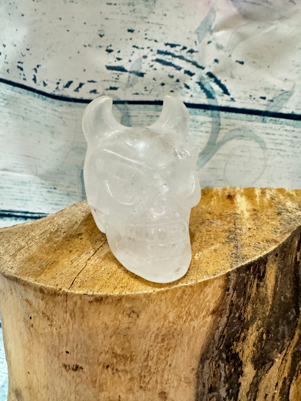 Horned quartz crystal skull