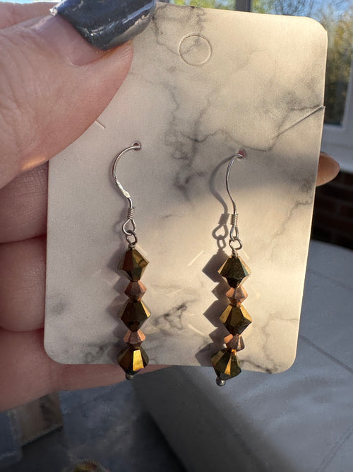 925 sterling silver Swarovski bronze earrings
