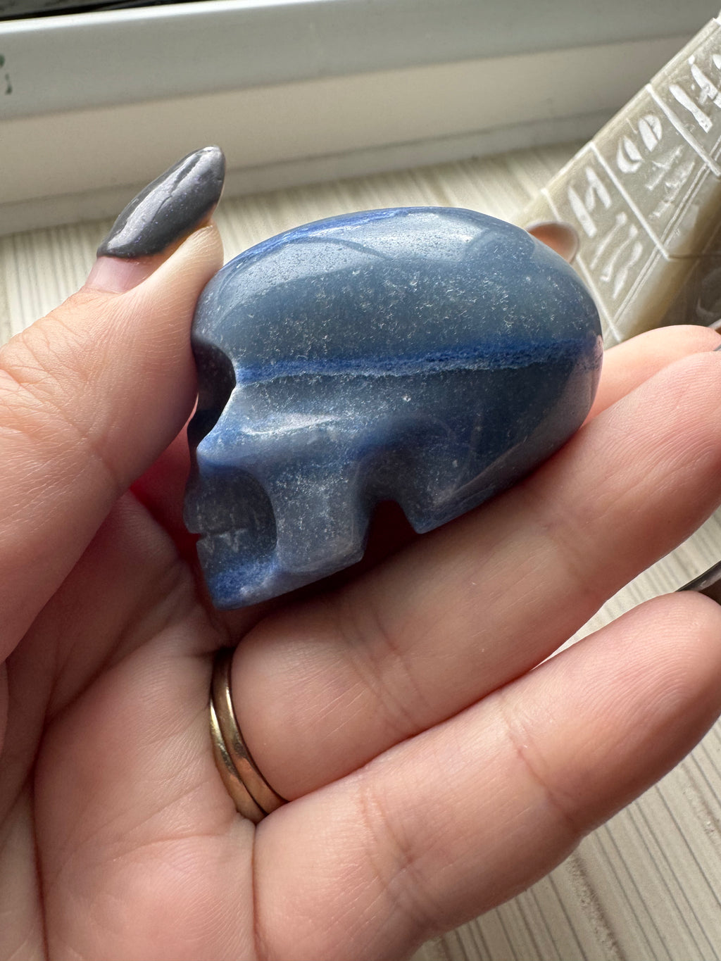 Blue Aventurine carved skull
