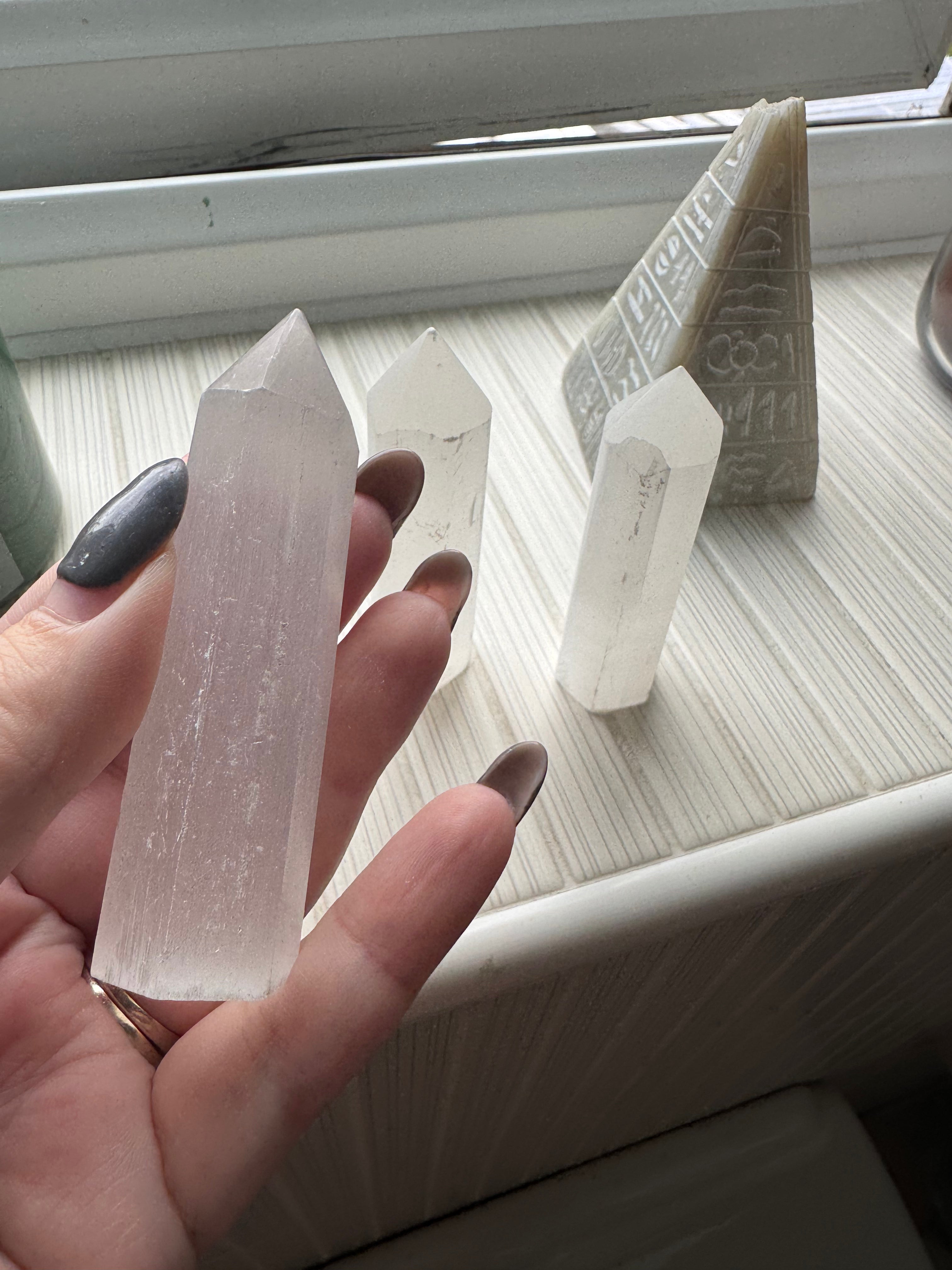 Polished selenite tower