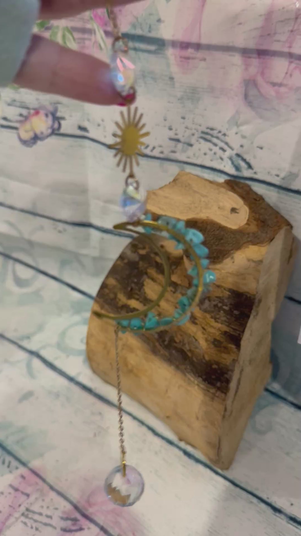 Turquoise sun and moon - sun catcher