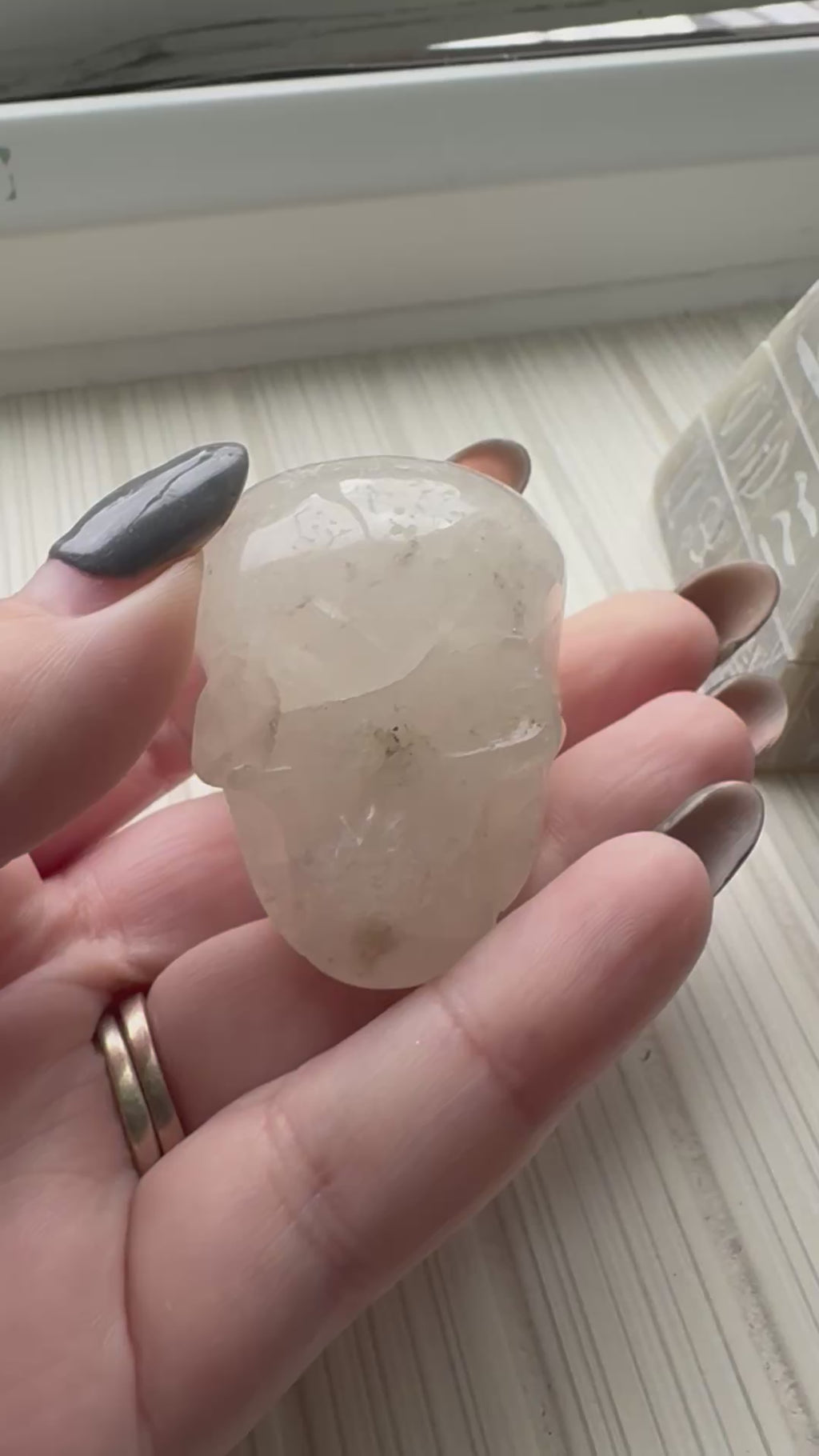 Quartz carved crystal skull