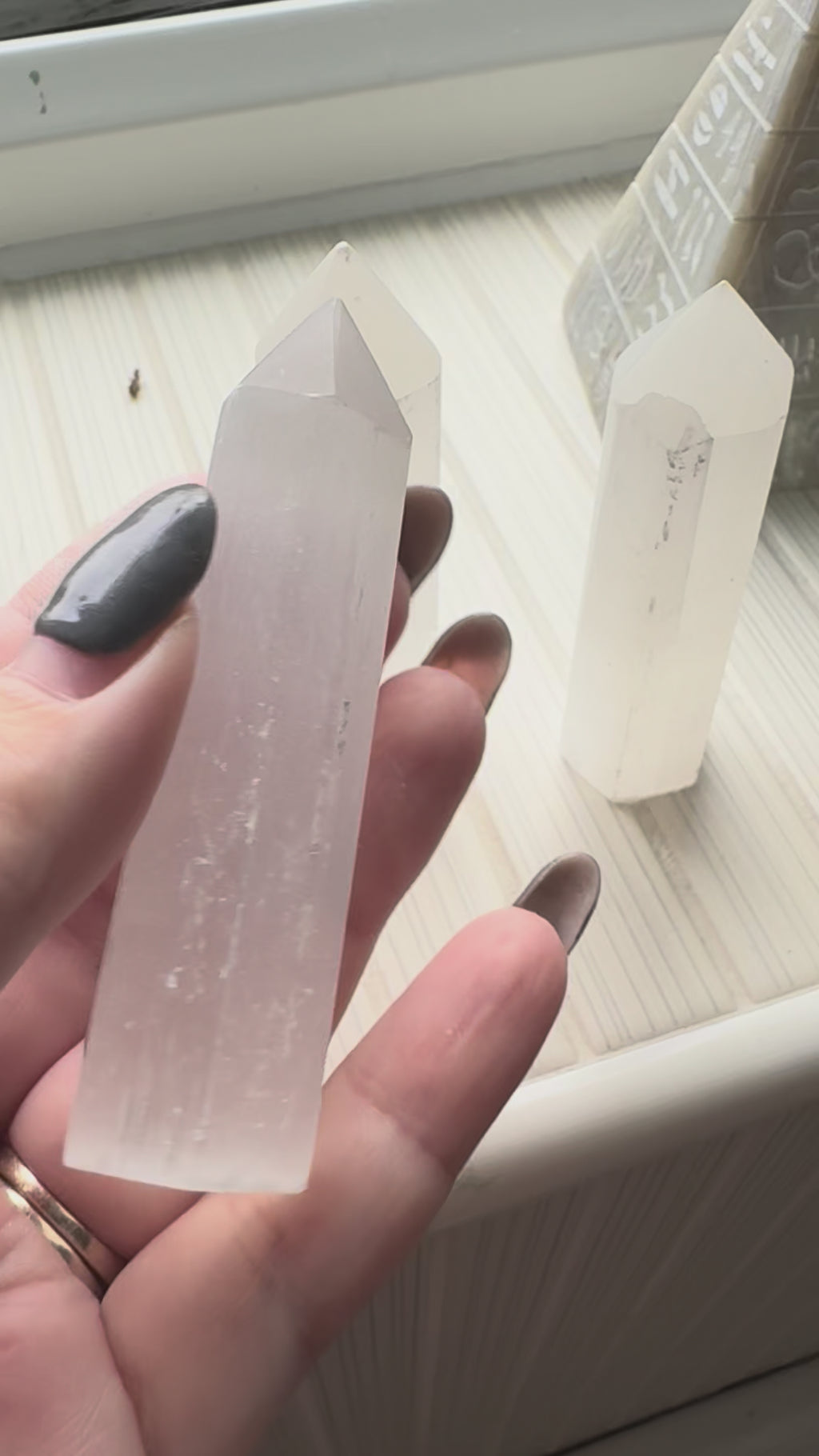 Polished selenite tower